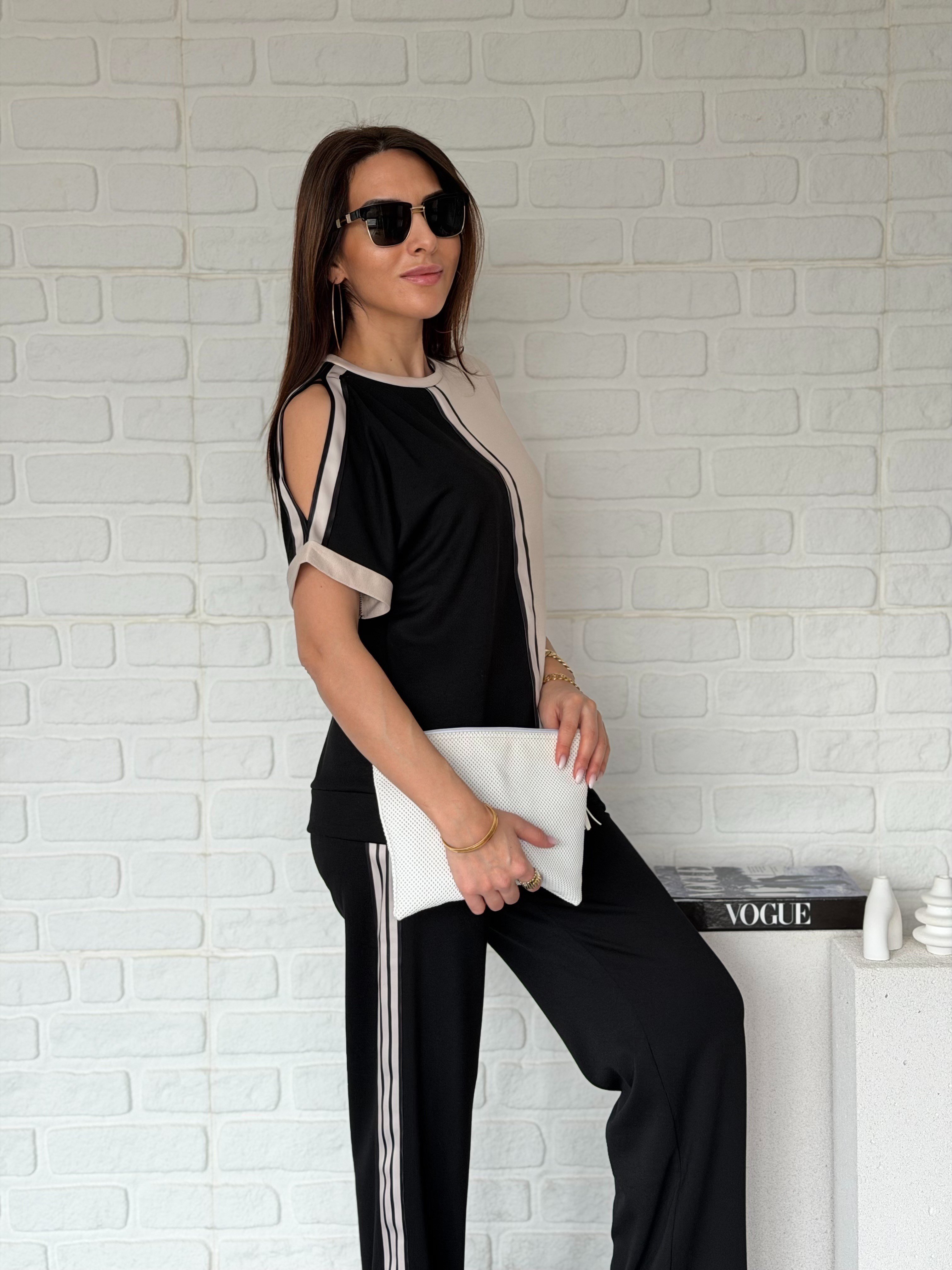 Omuz Dekolteli Modal Takım Siyah