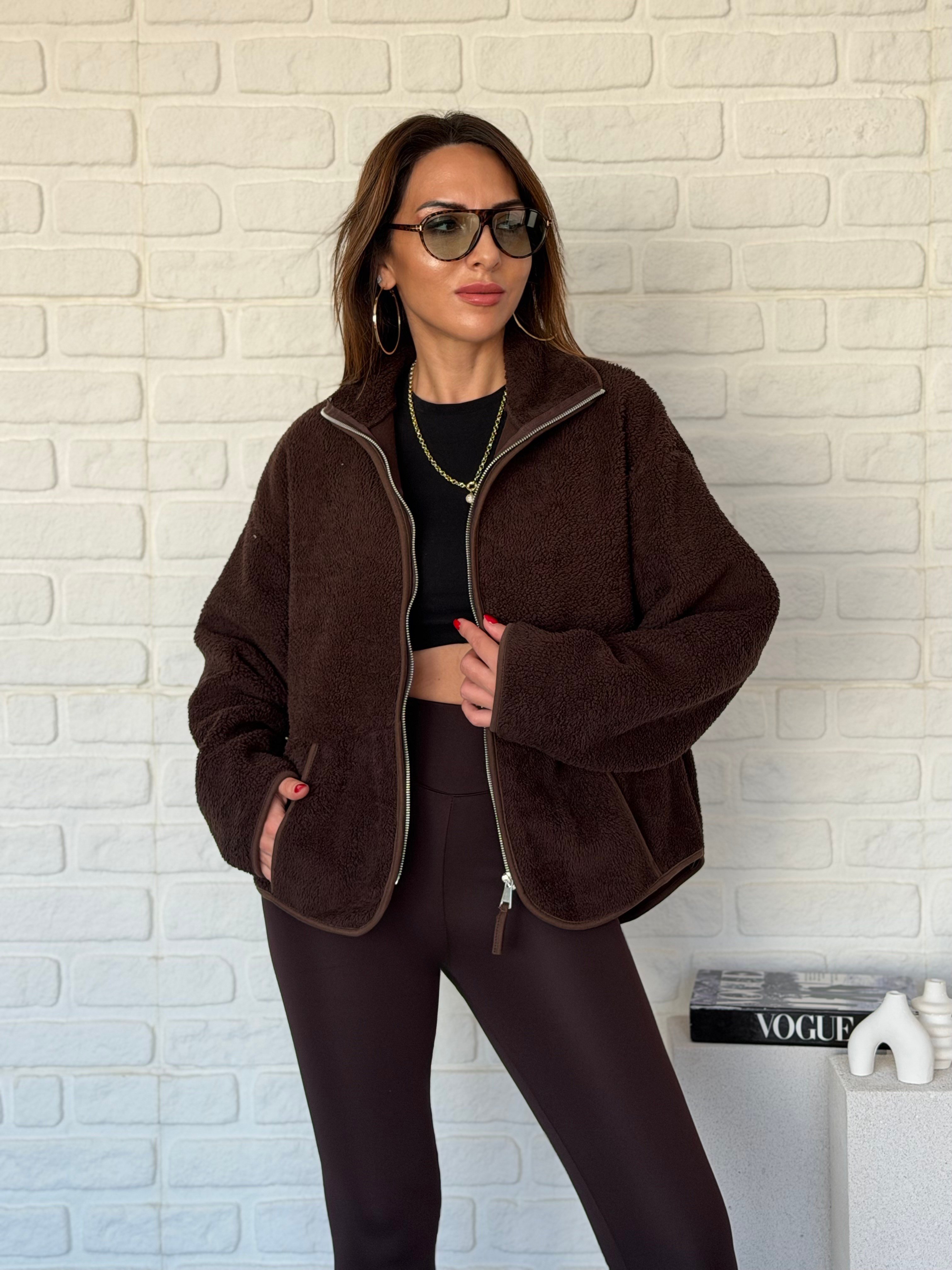 Ön Fermuarlı Peluş Ceket