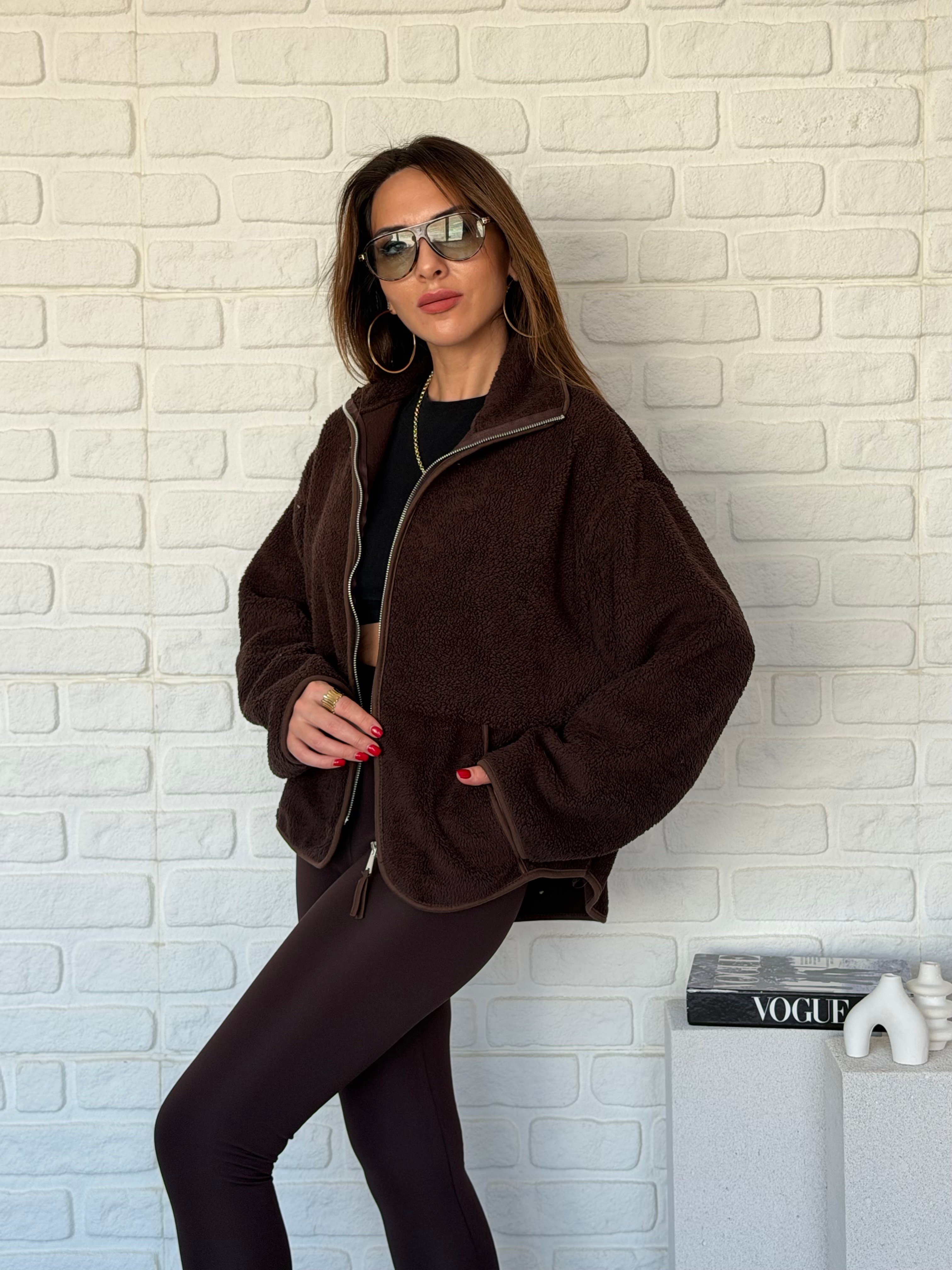 Ön Fermuarlı Peluş Ceket