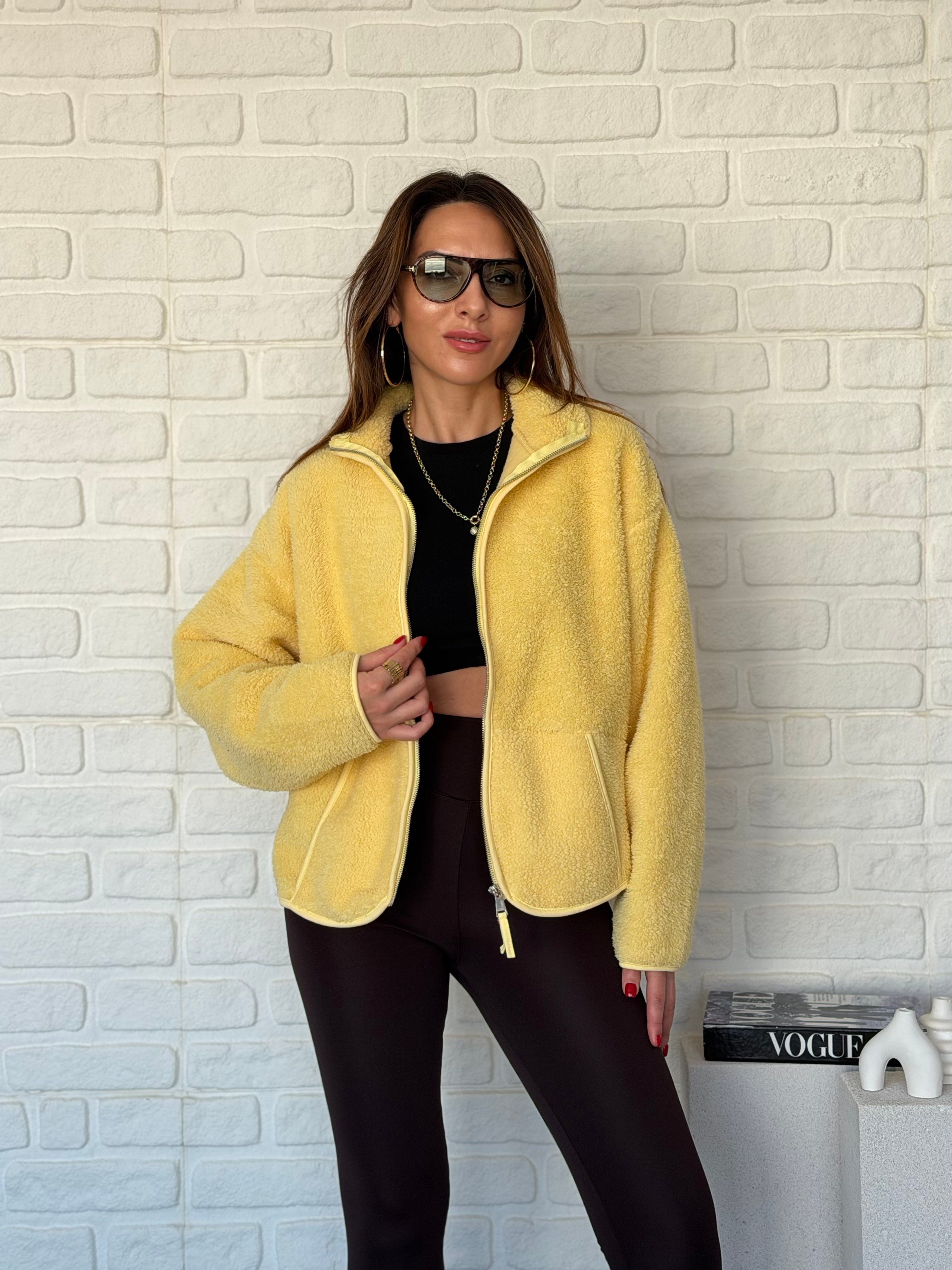 Ön Fermuarlı Peluş Ceket