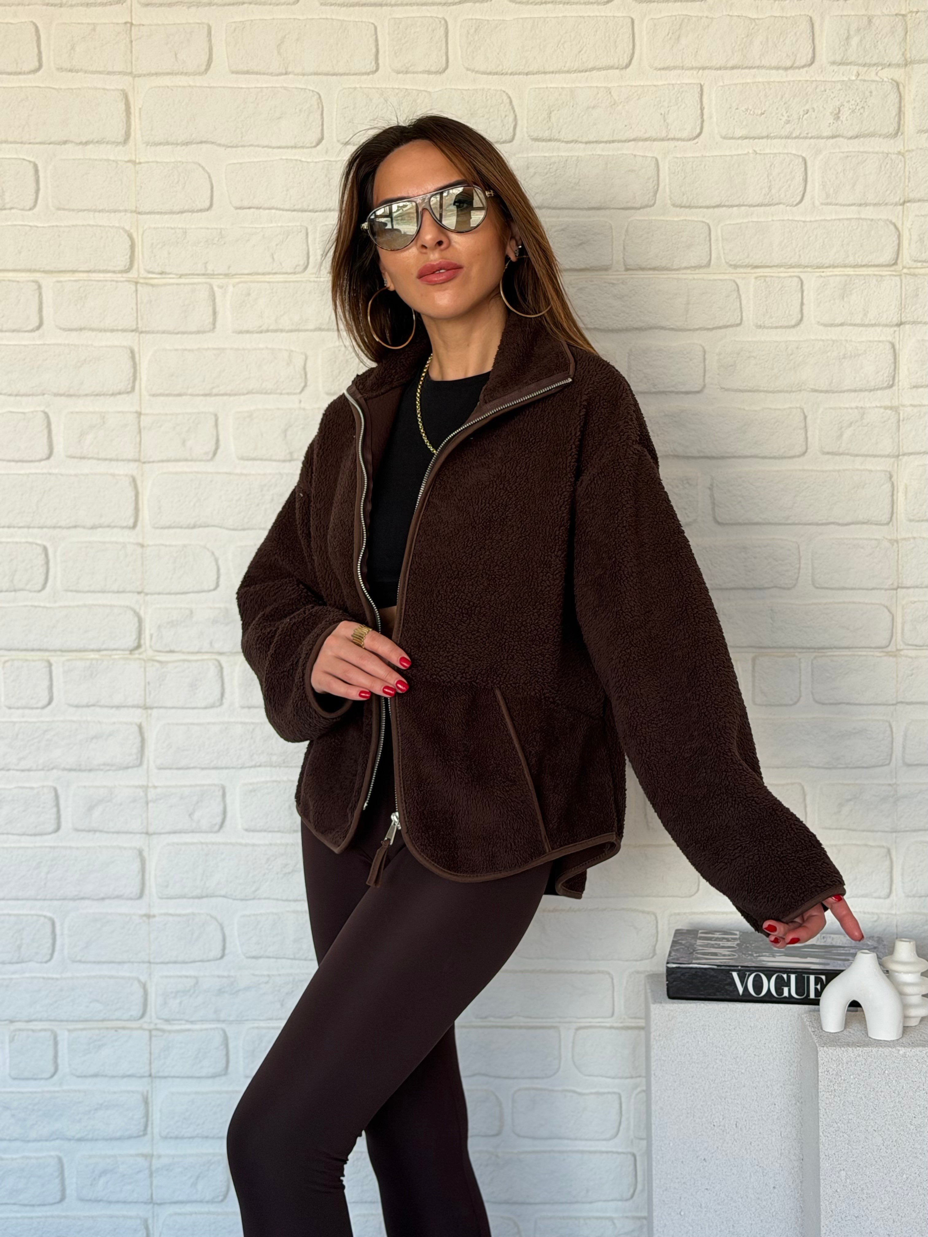 Ön Fermuarlı Peluş Ceket