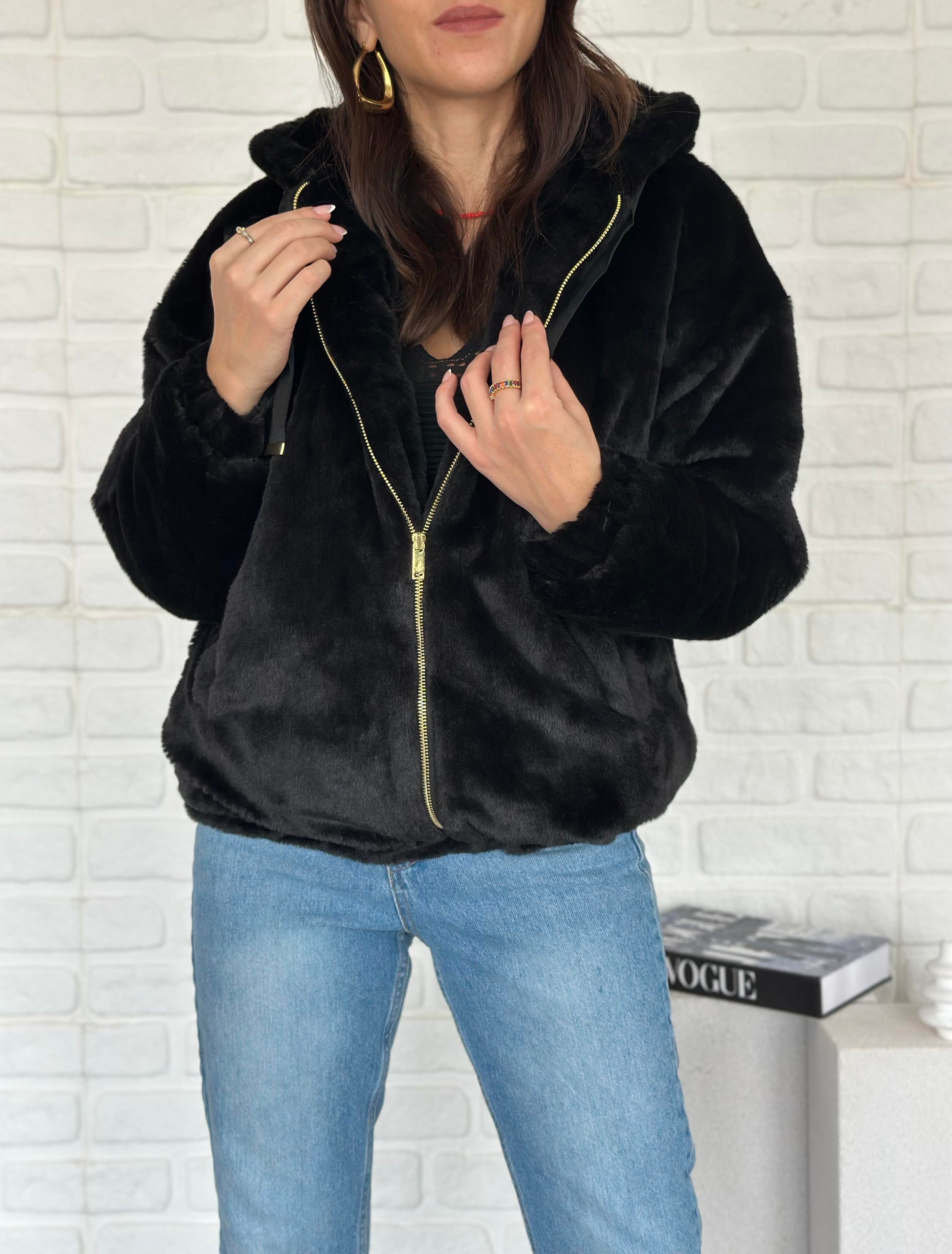 Peluş Mont Siyah