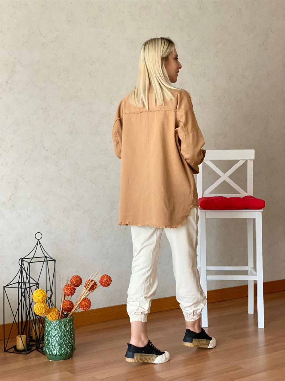 Rivetli Kot Ceket Camel
