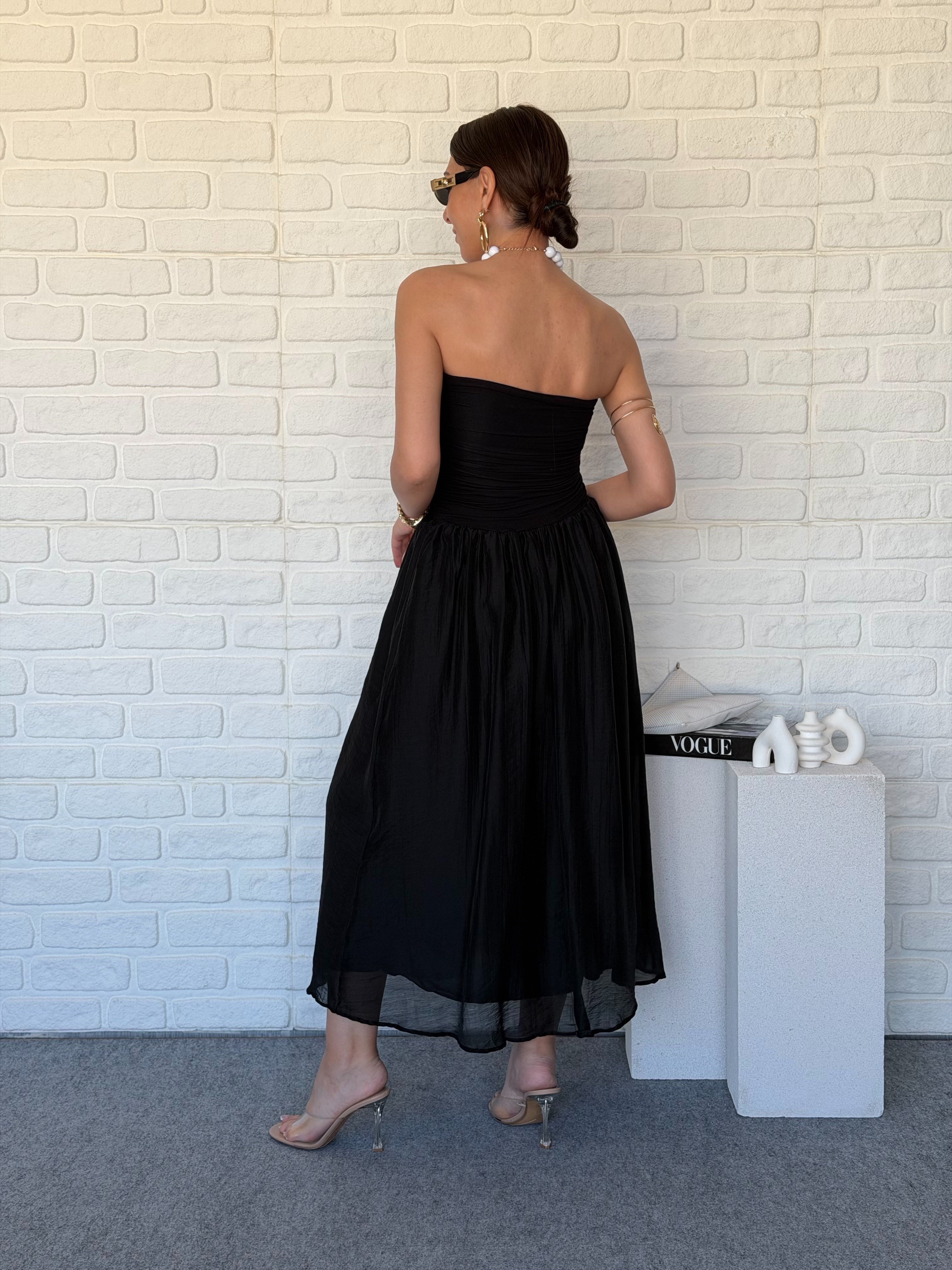 Straplez Midi Elbise