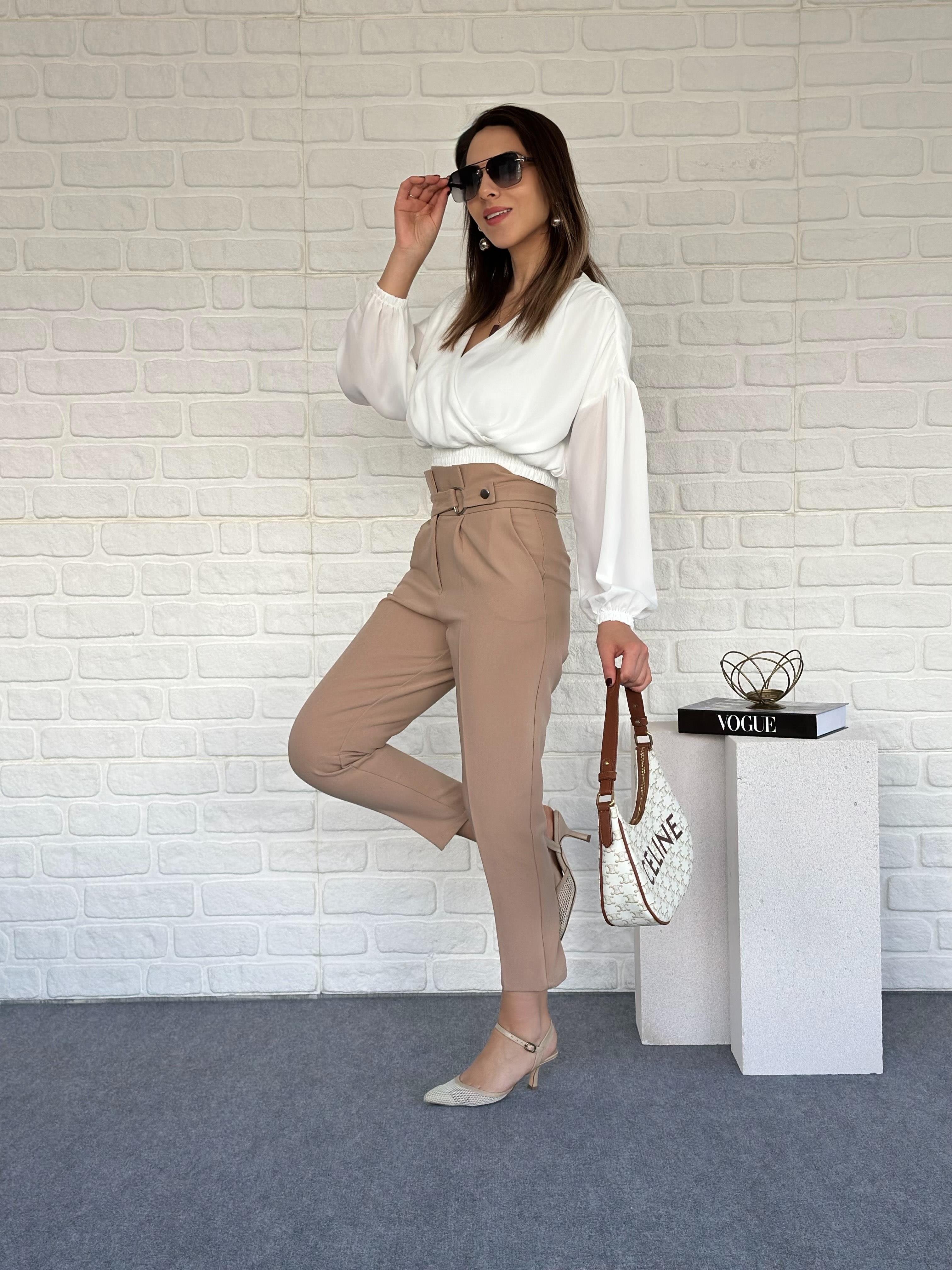 Tokalı Havuç Pantolon Camel