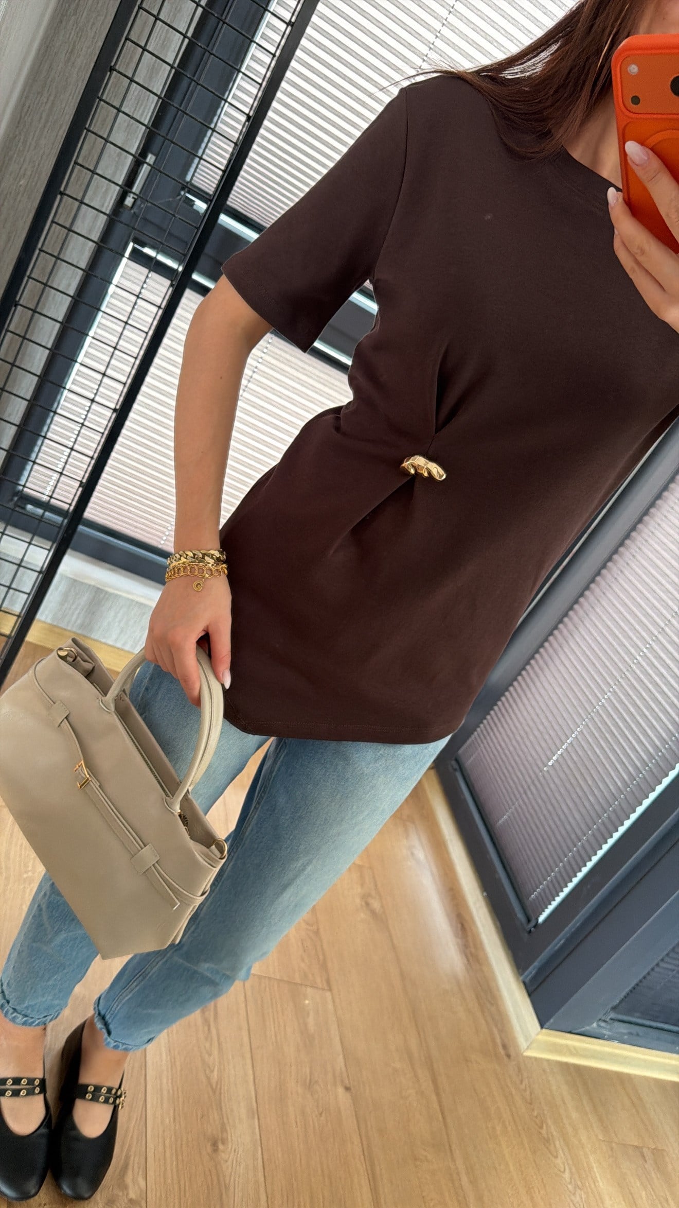 Tokalı Tshirt Kahve