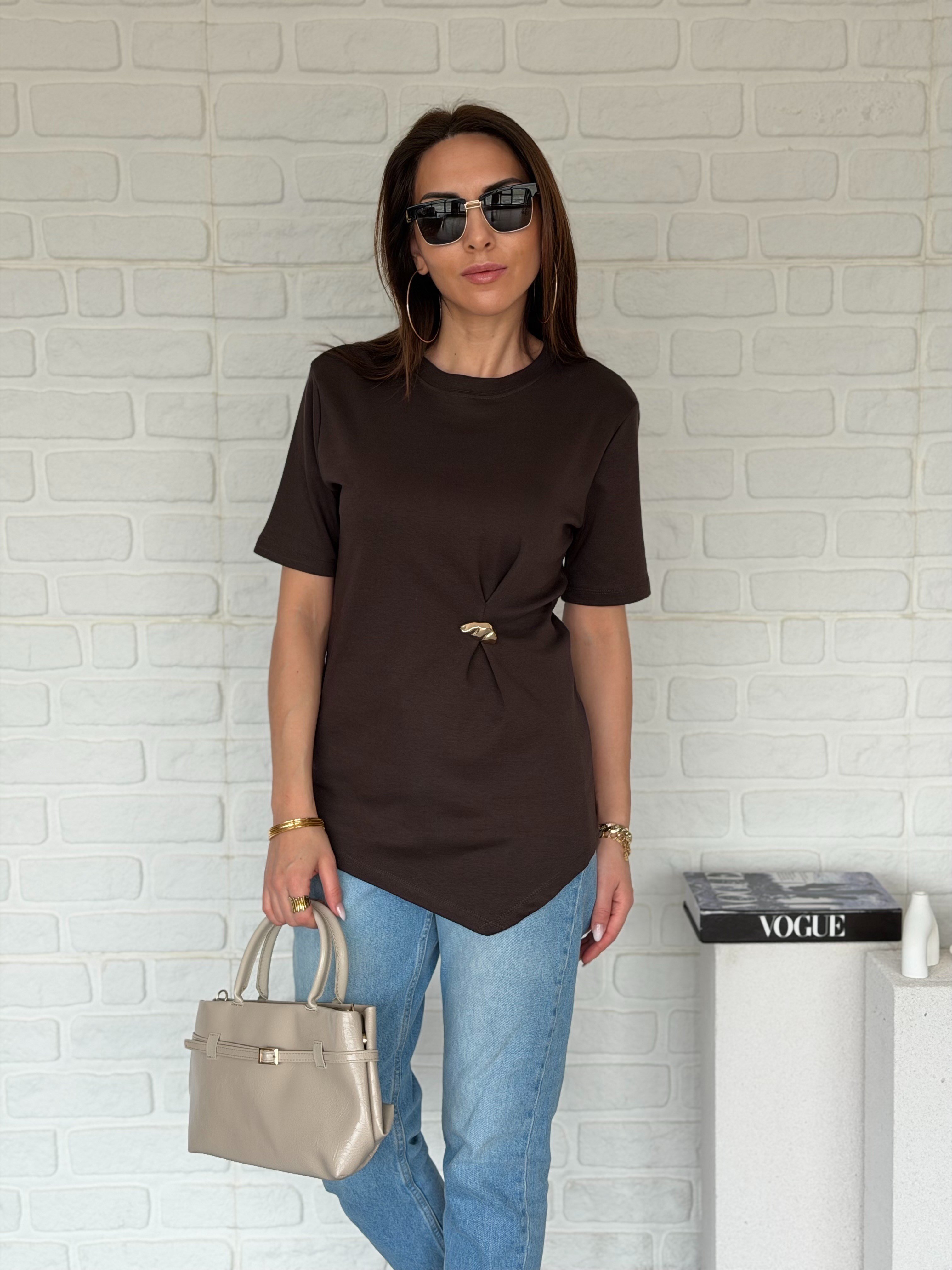 Tokalı Tshirt Kahve