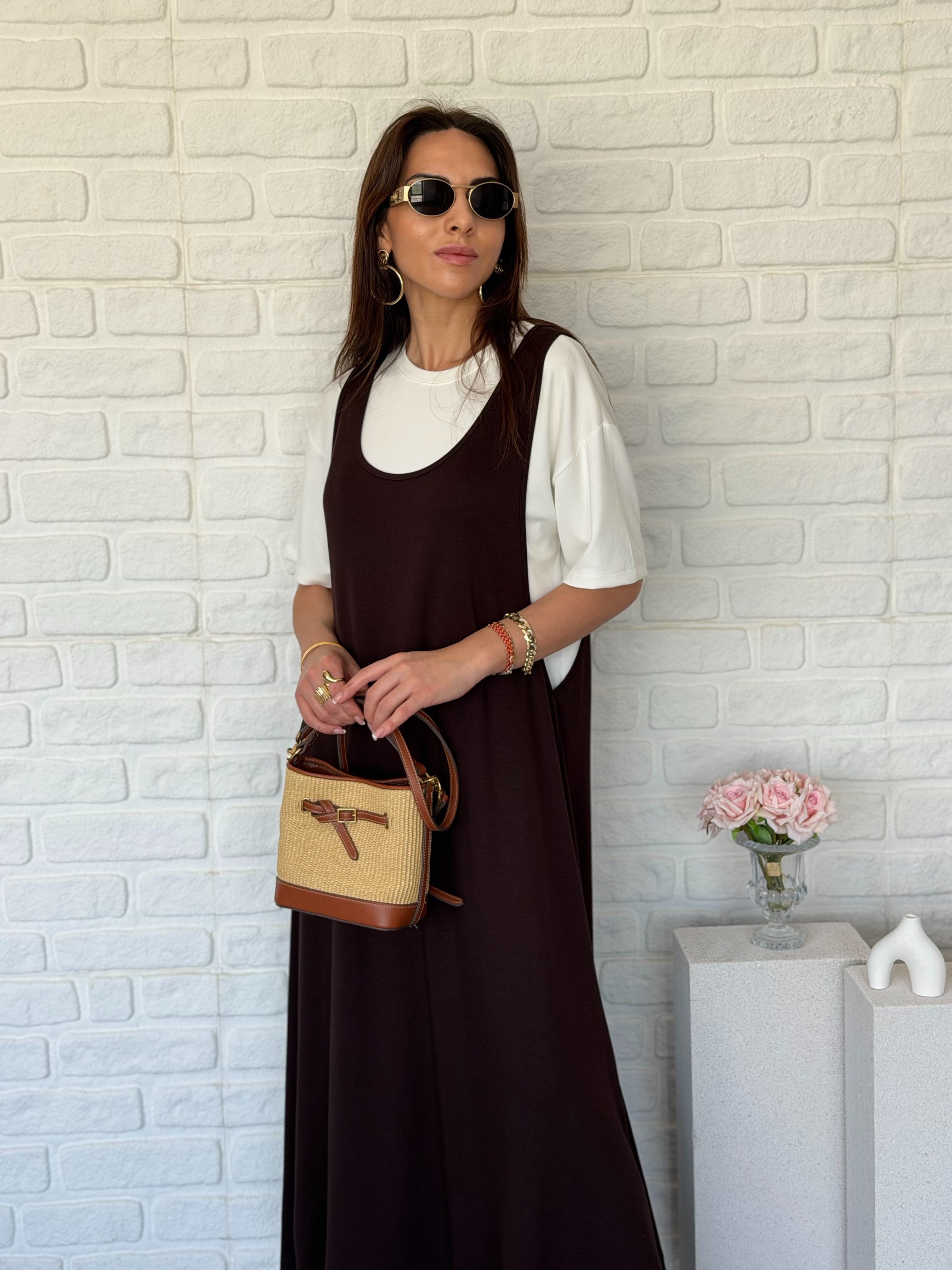 Tshirt Salopet Modal İkili Elbise 