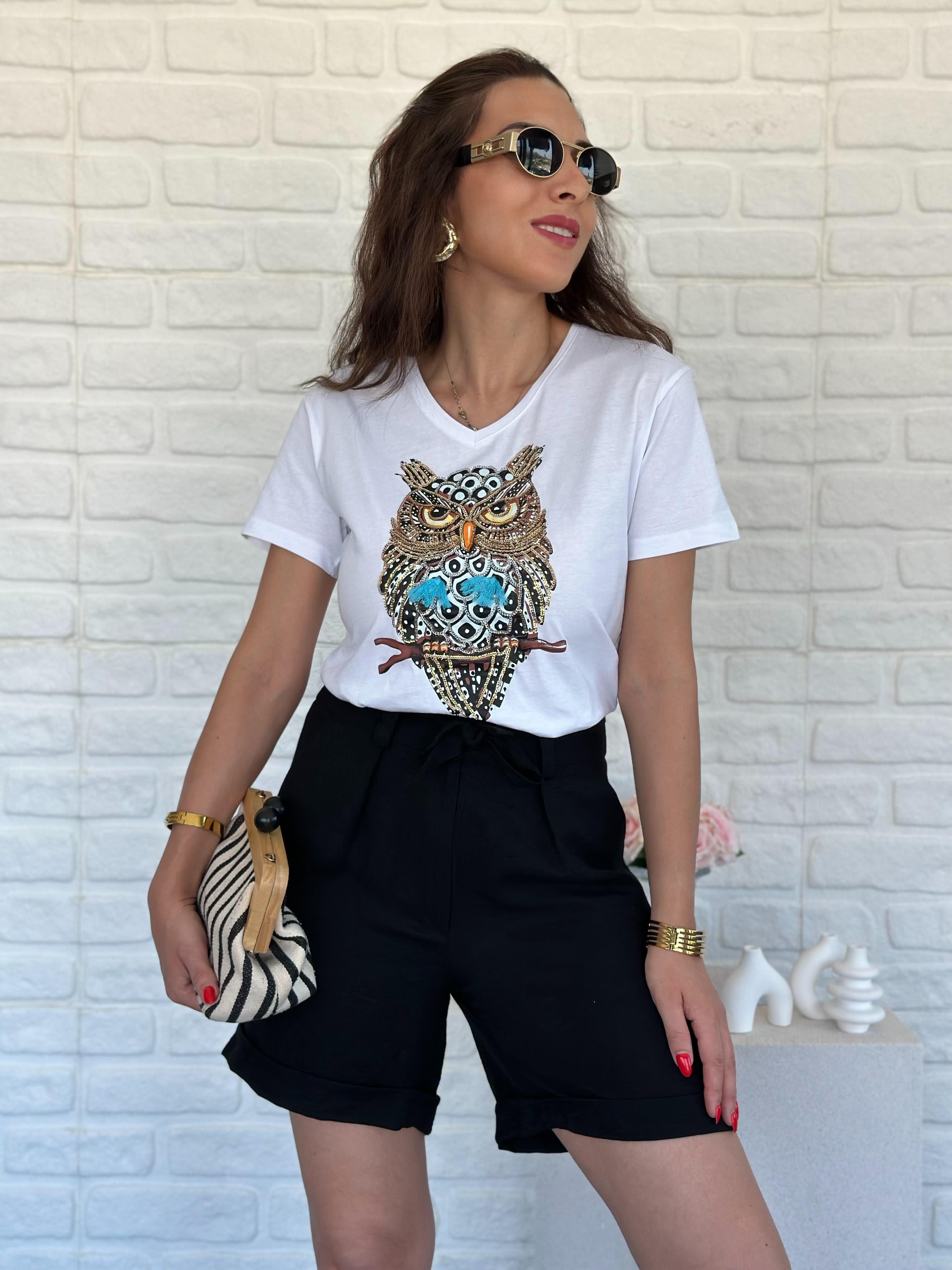 V Yaka Taşlı Tshirt