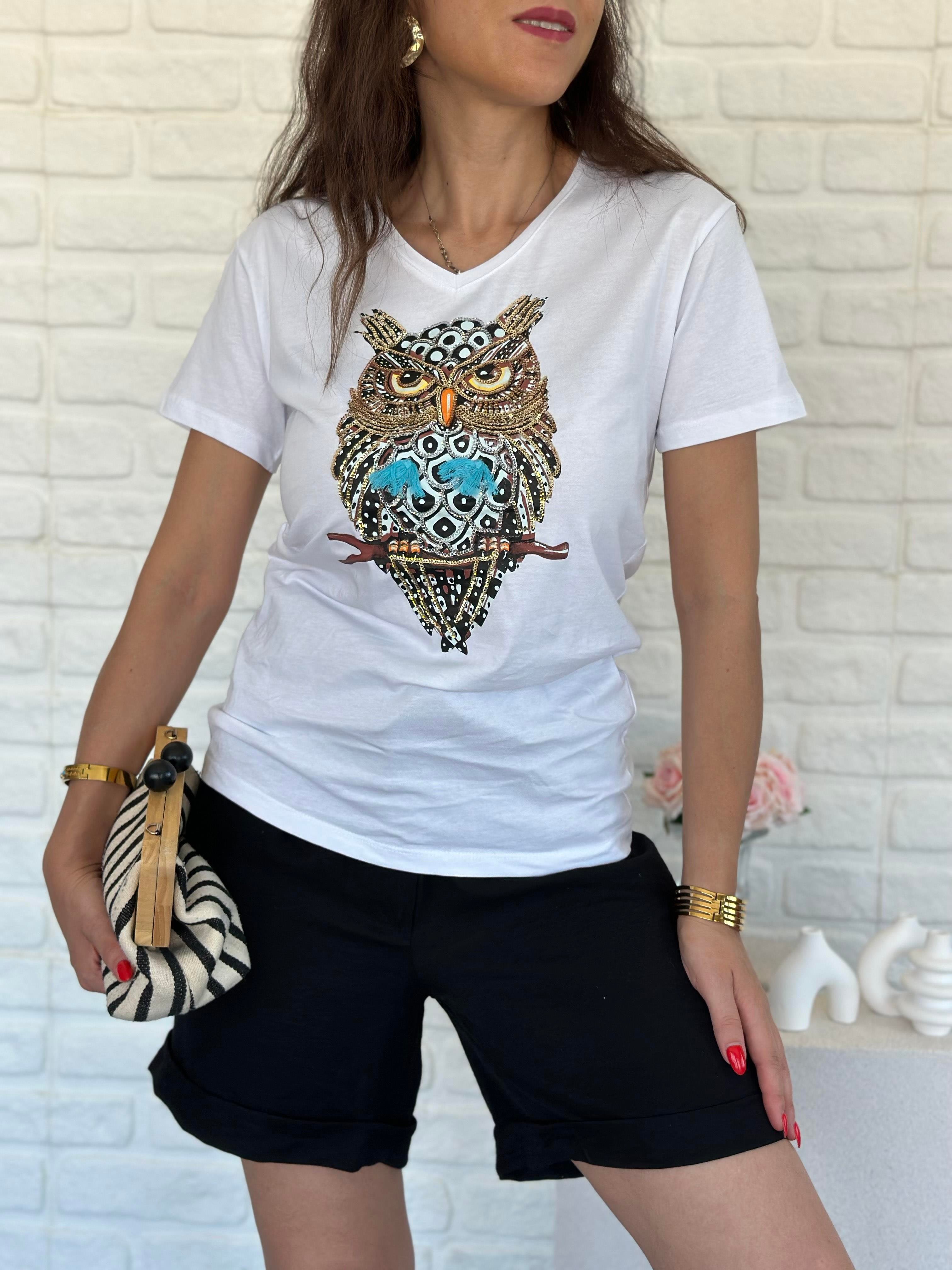 V Yaka Taşlı Tshirt