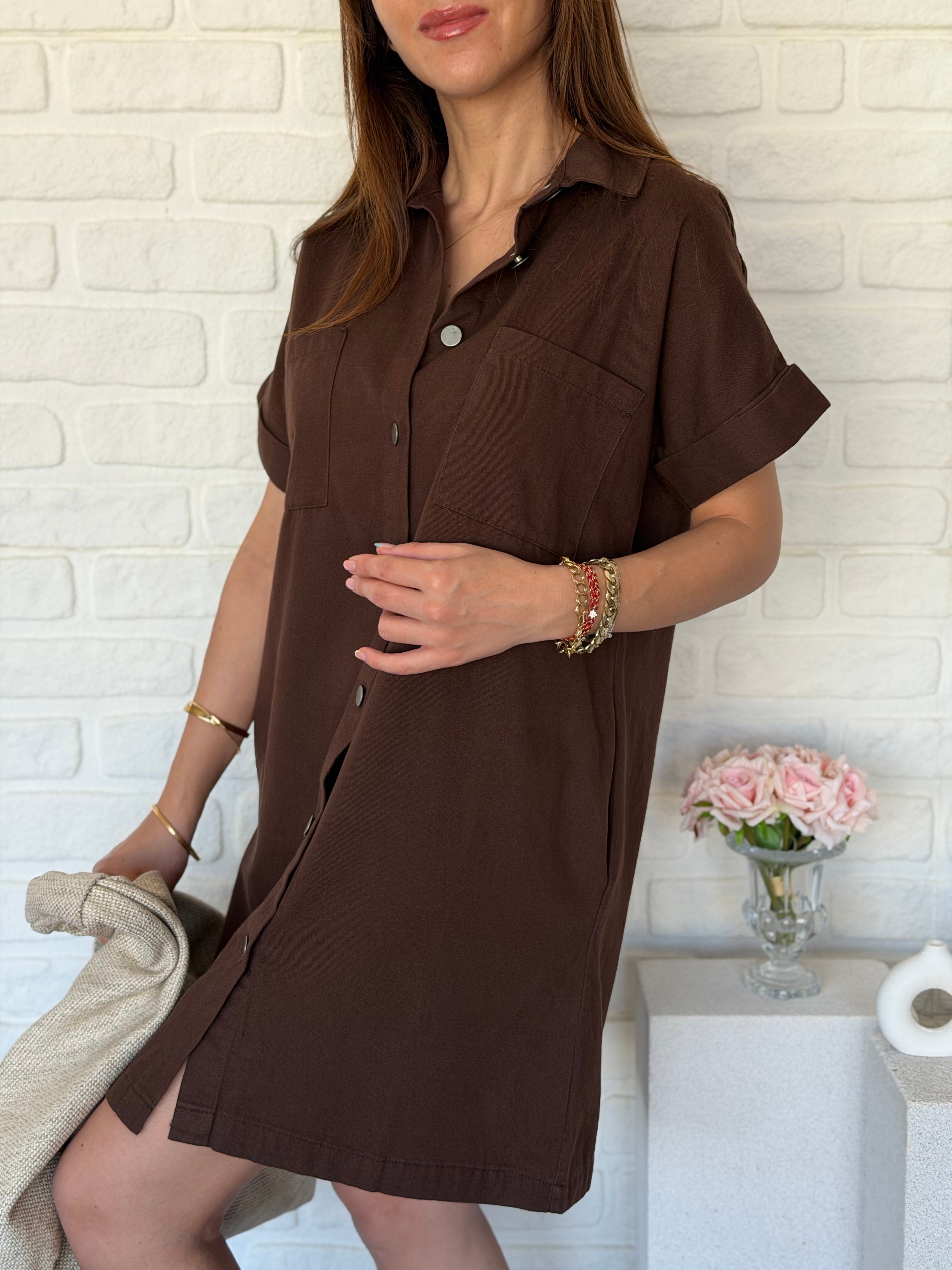 Yıkamalı Gabardin Elbise