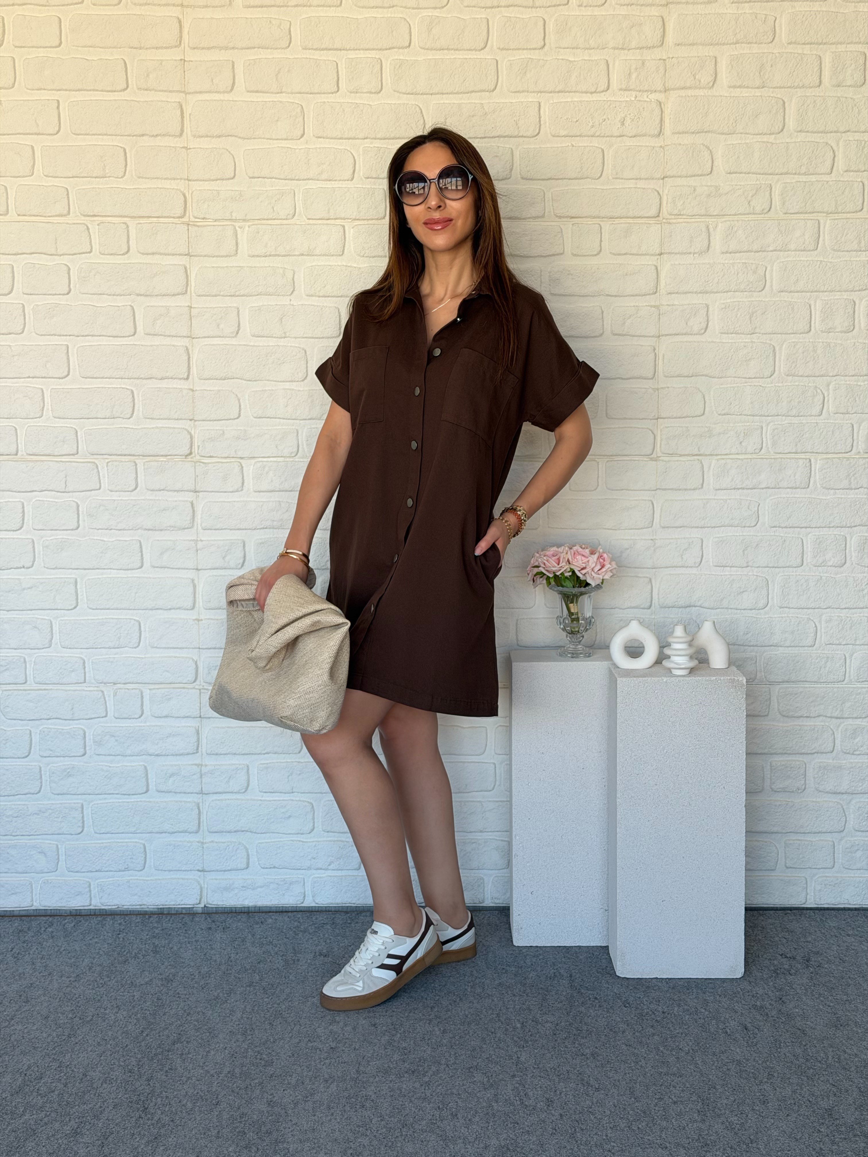 Yıkamalı Gabardin Elbise