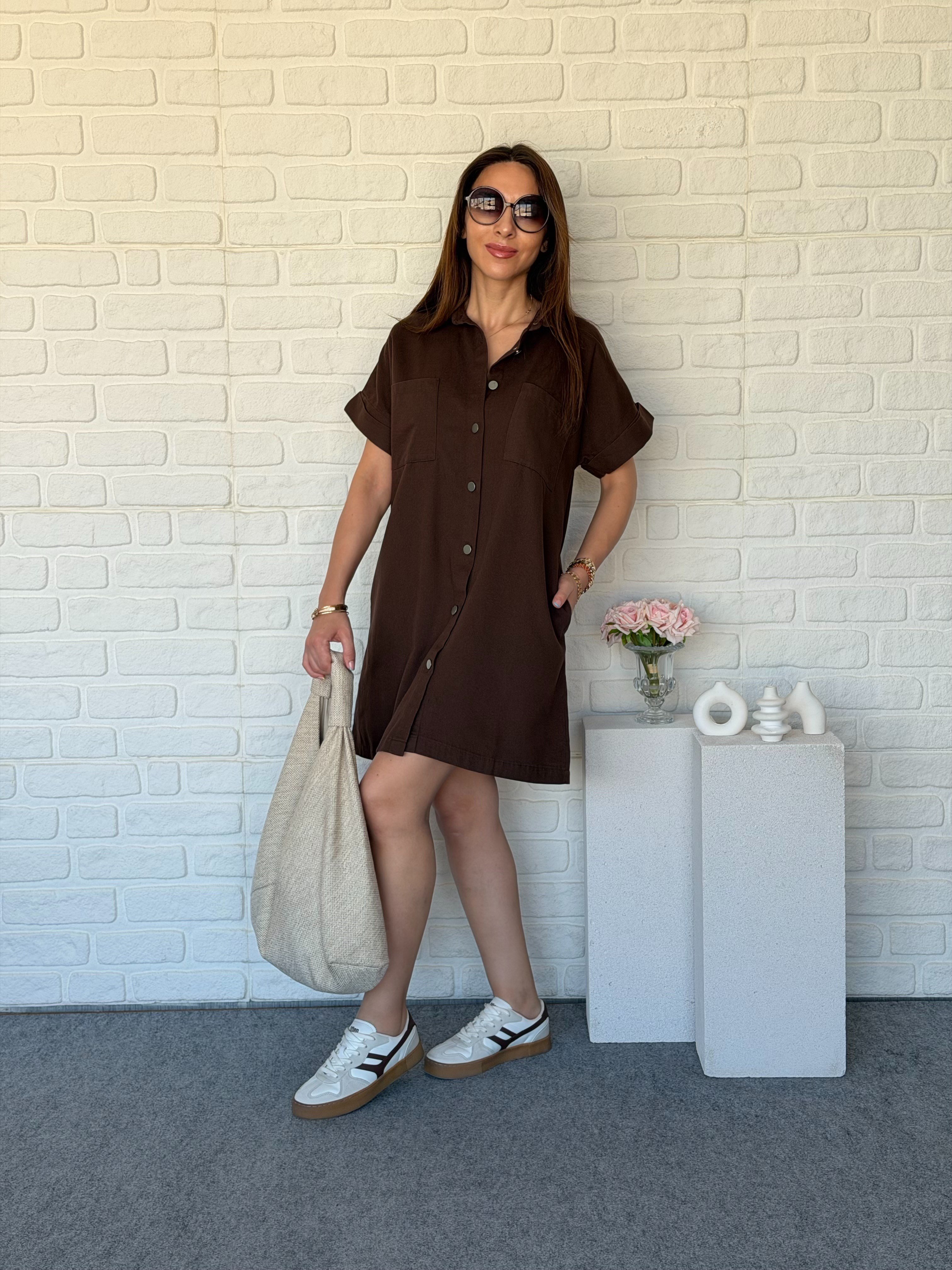 Yıkamalı Gabardin Elbise