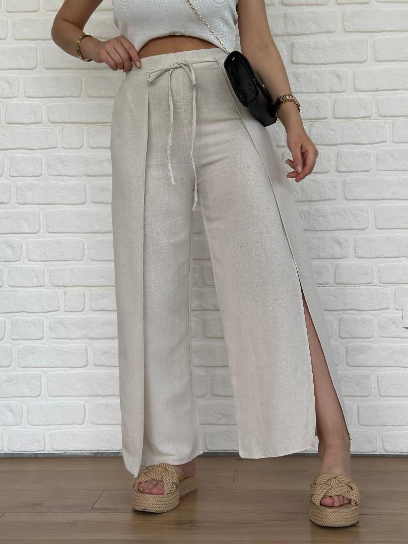 Yırtmaçlı Keten Pantolon