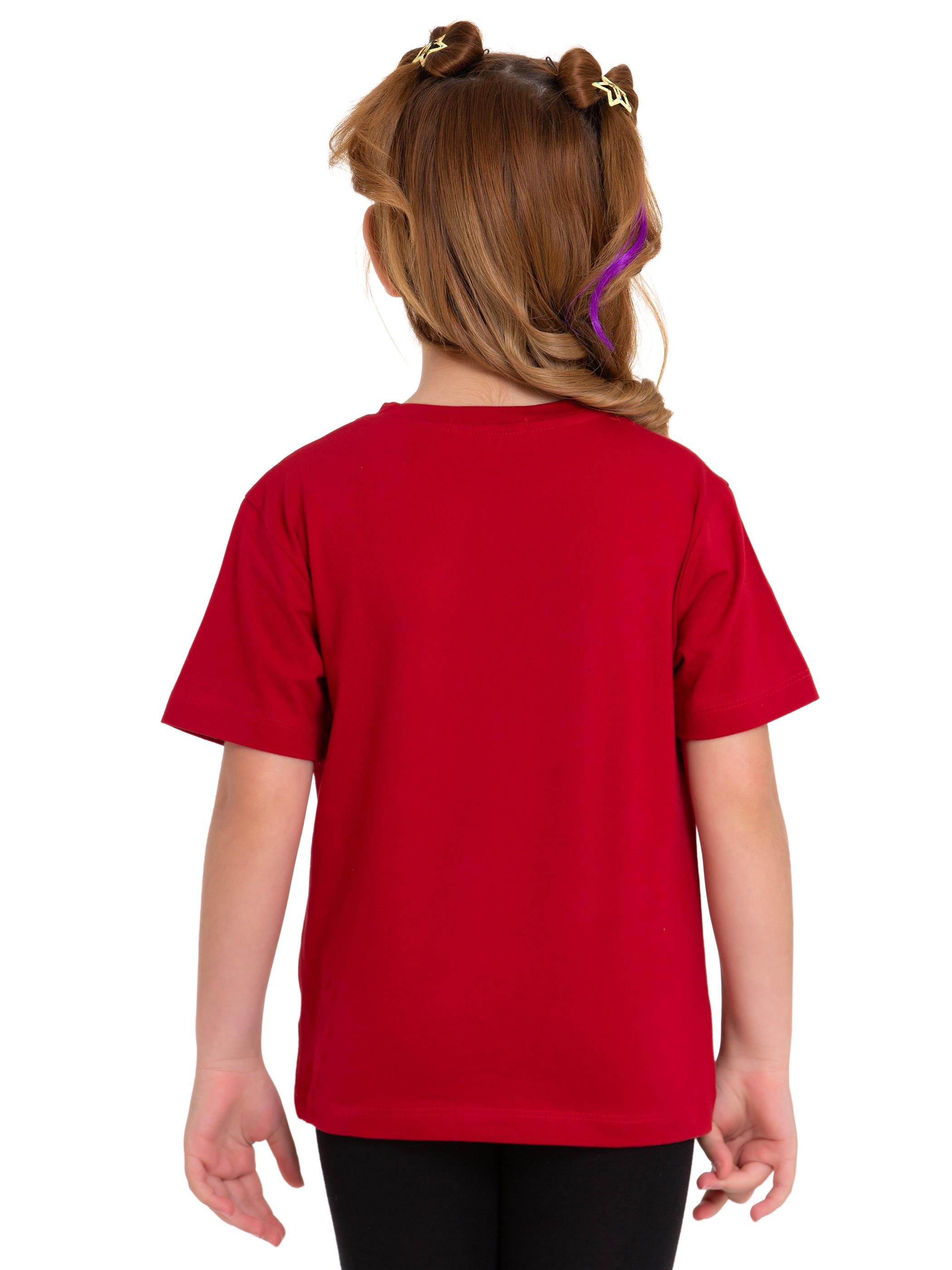 Acar Kids-Bisiklet Yaka Kısa Kol Baskısız Bordo Renk Kız Çocuk Tshirt