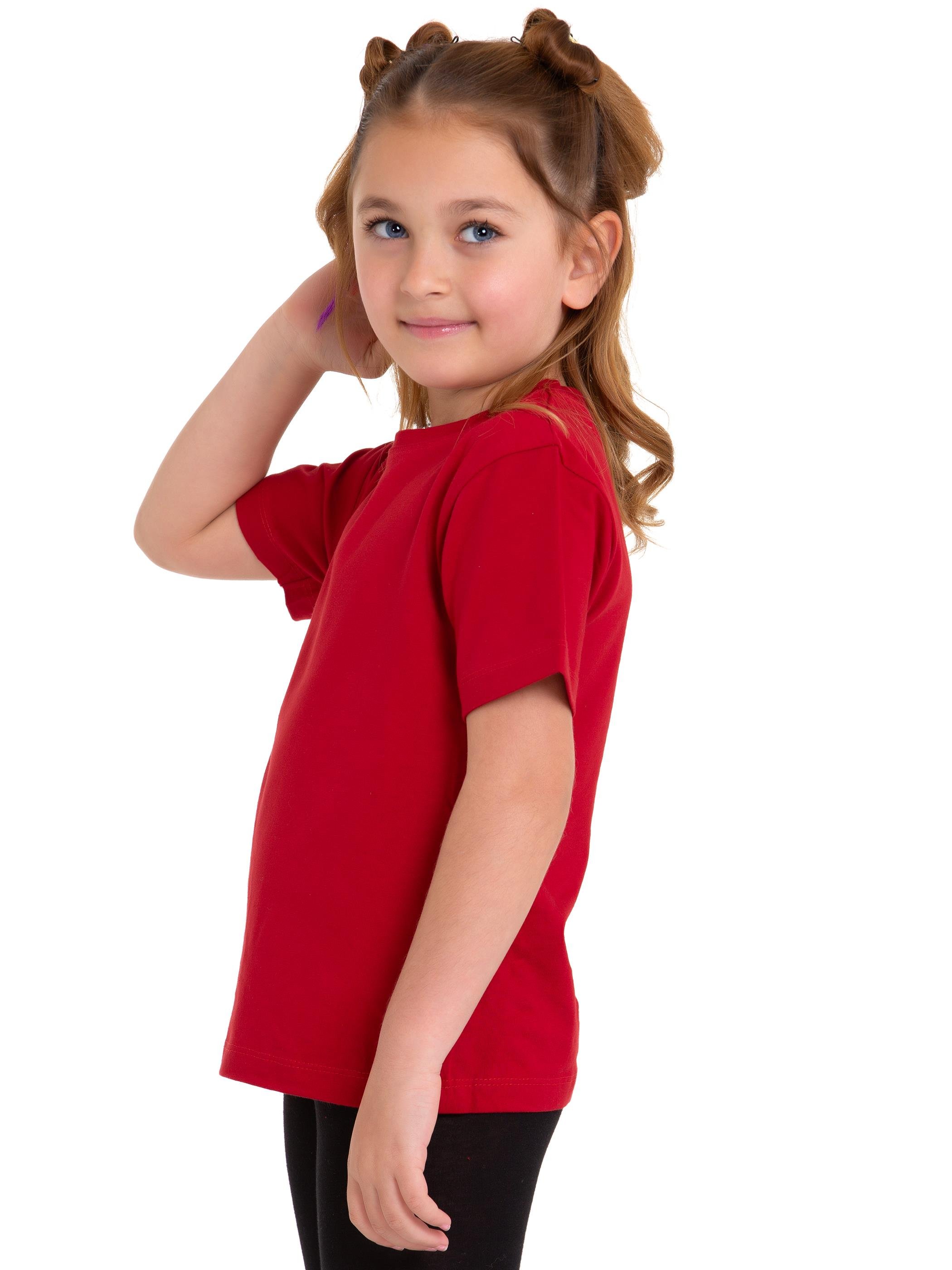 Acar Kids-Bisiklet Yaka Kısa Kol Baskısız Bordo Renk Kız Çocuk Tshirt
