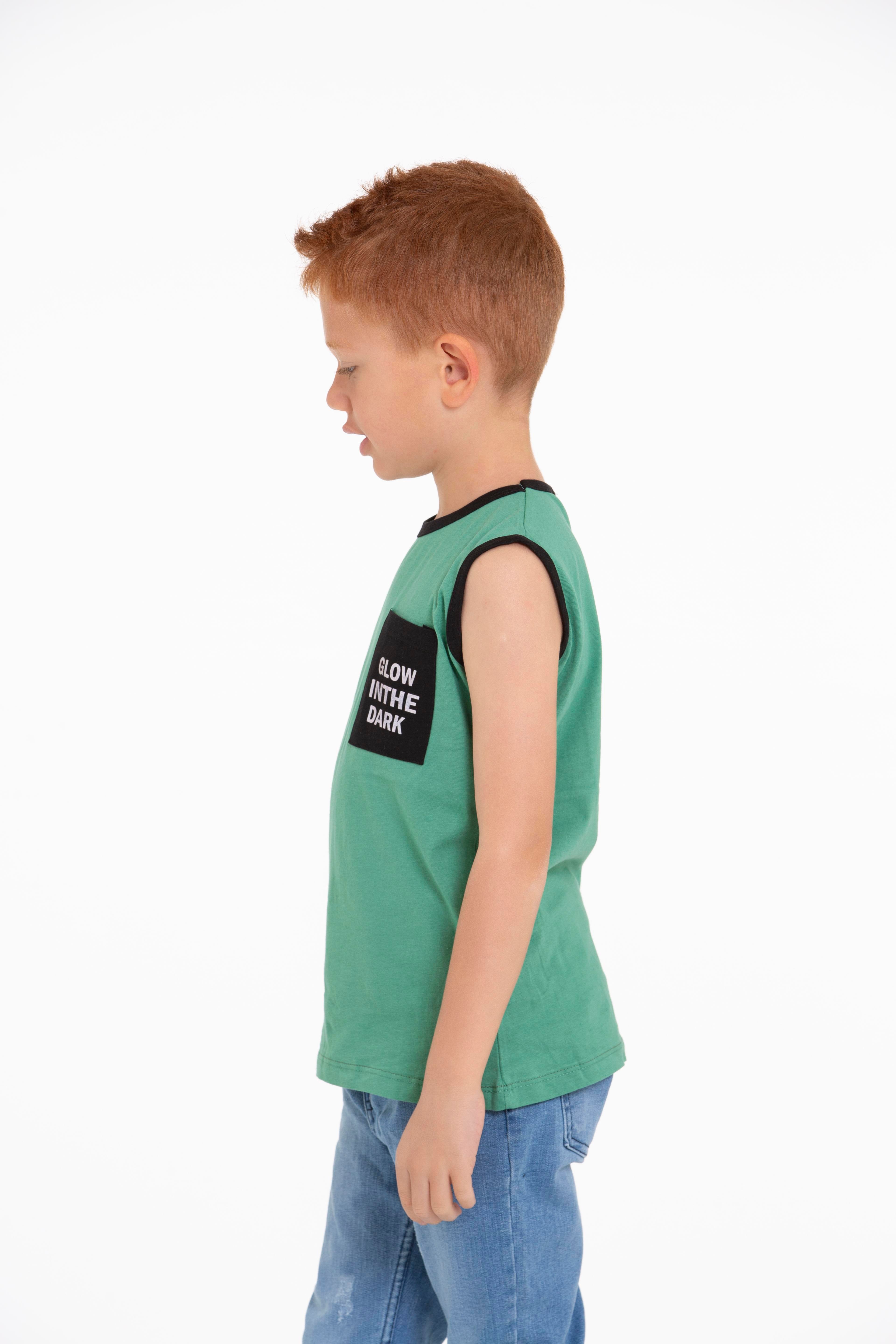 Acar Kids-Glow Inthe Dark Baskılı Cagla Yesil Renk Erkek Cocuk Tshırt