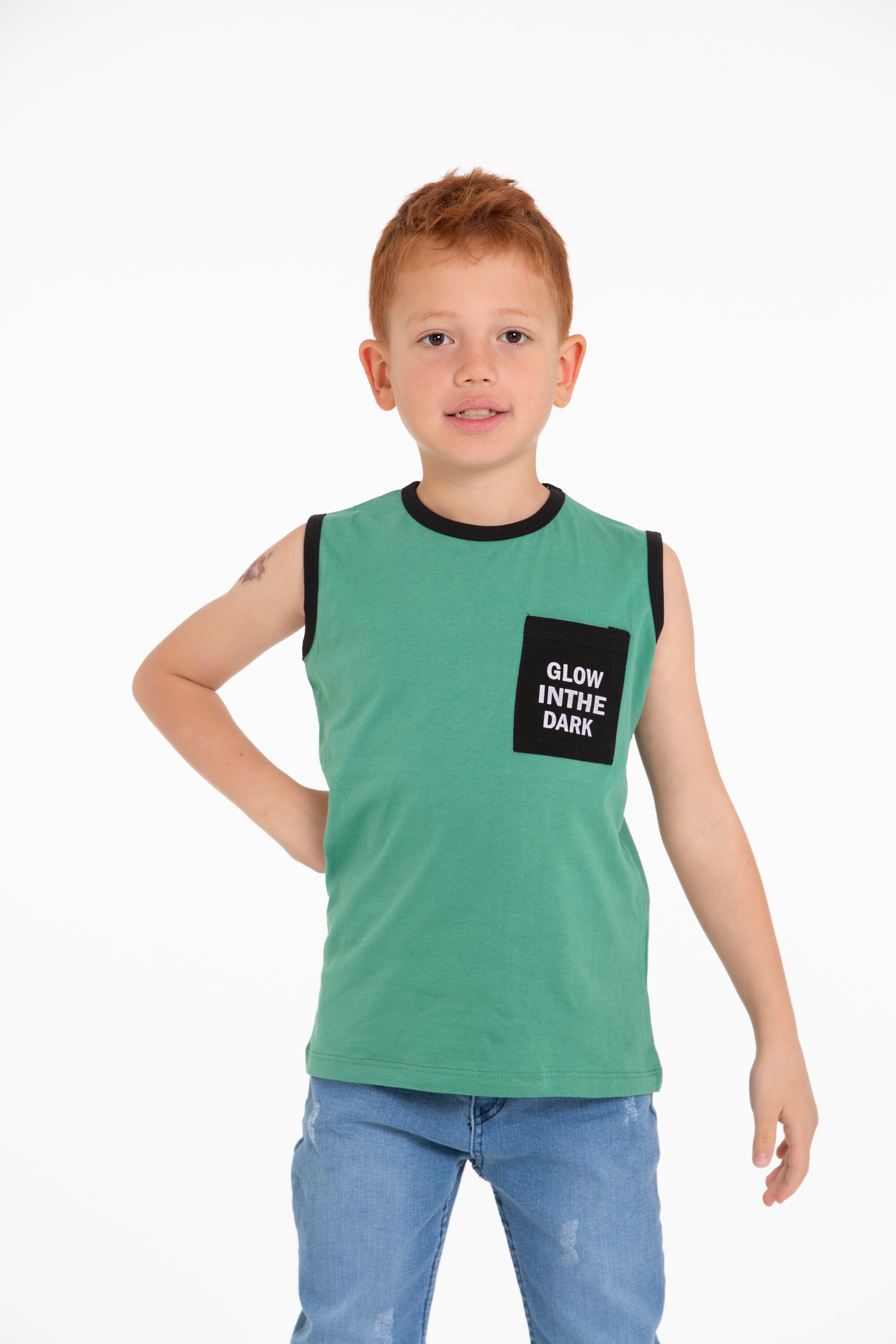 Acar Kids-Glow Inthe Dark Baskılı Cagla Yesil Renk Erkek Cocuk Tshırt