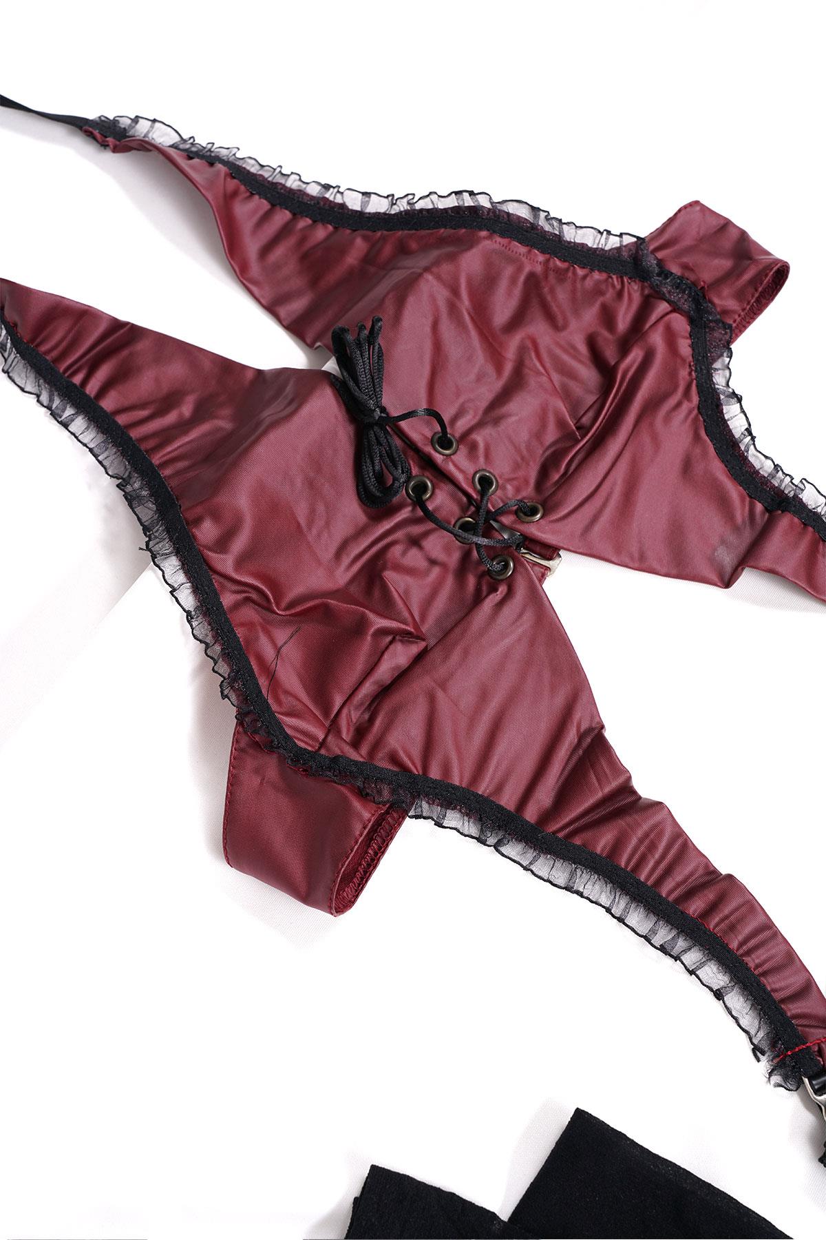 Askılı Bordo Renk Kadın Babydoll