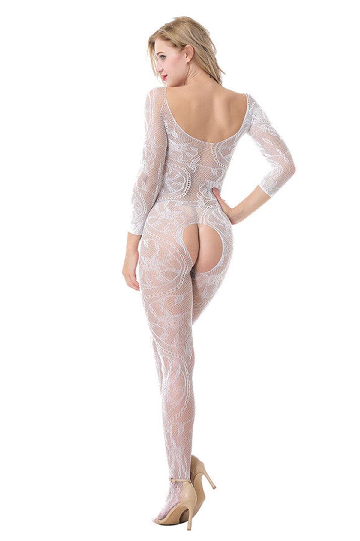 Askılı Sıfır Kol Beyaz Renk Kadın Vücut Çorabı