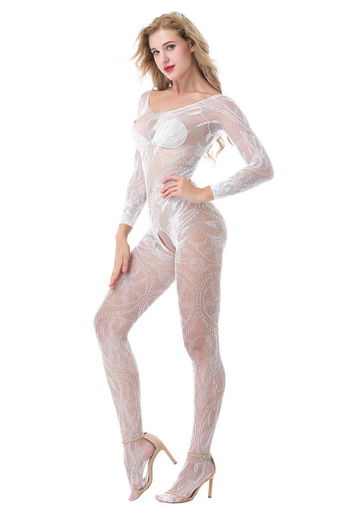 Askılı Sıfır Kol Beyaz Renk Kadın Vücut Çorabı