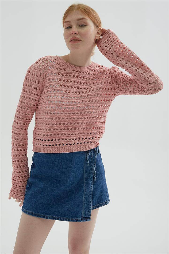 Ajurlu Bluz Pudra | Fashion Friends