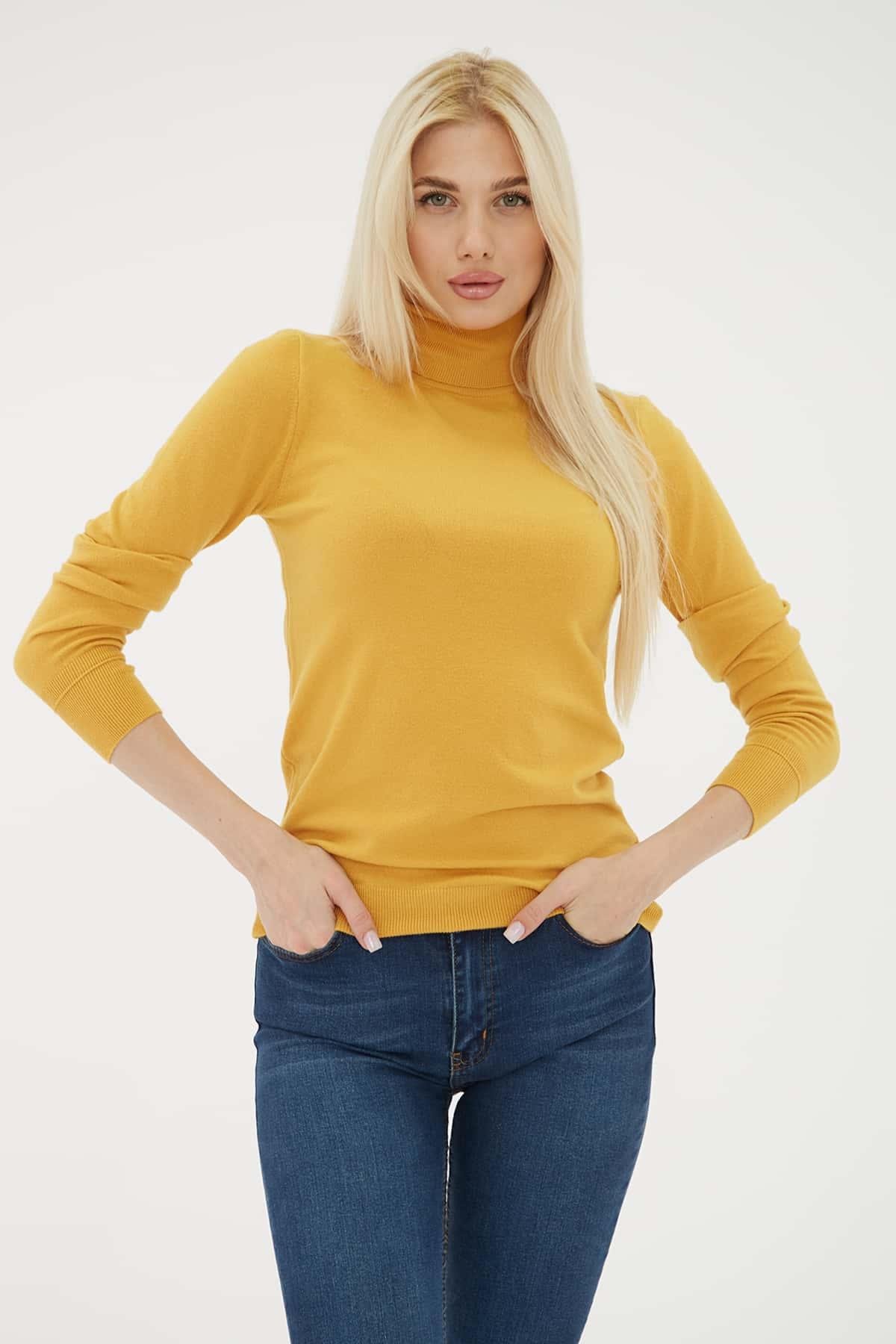 Baıkçı Yaka Kazak Hardal | Fashion Friends