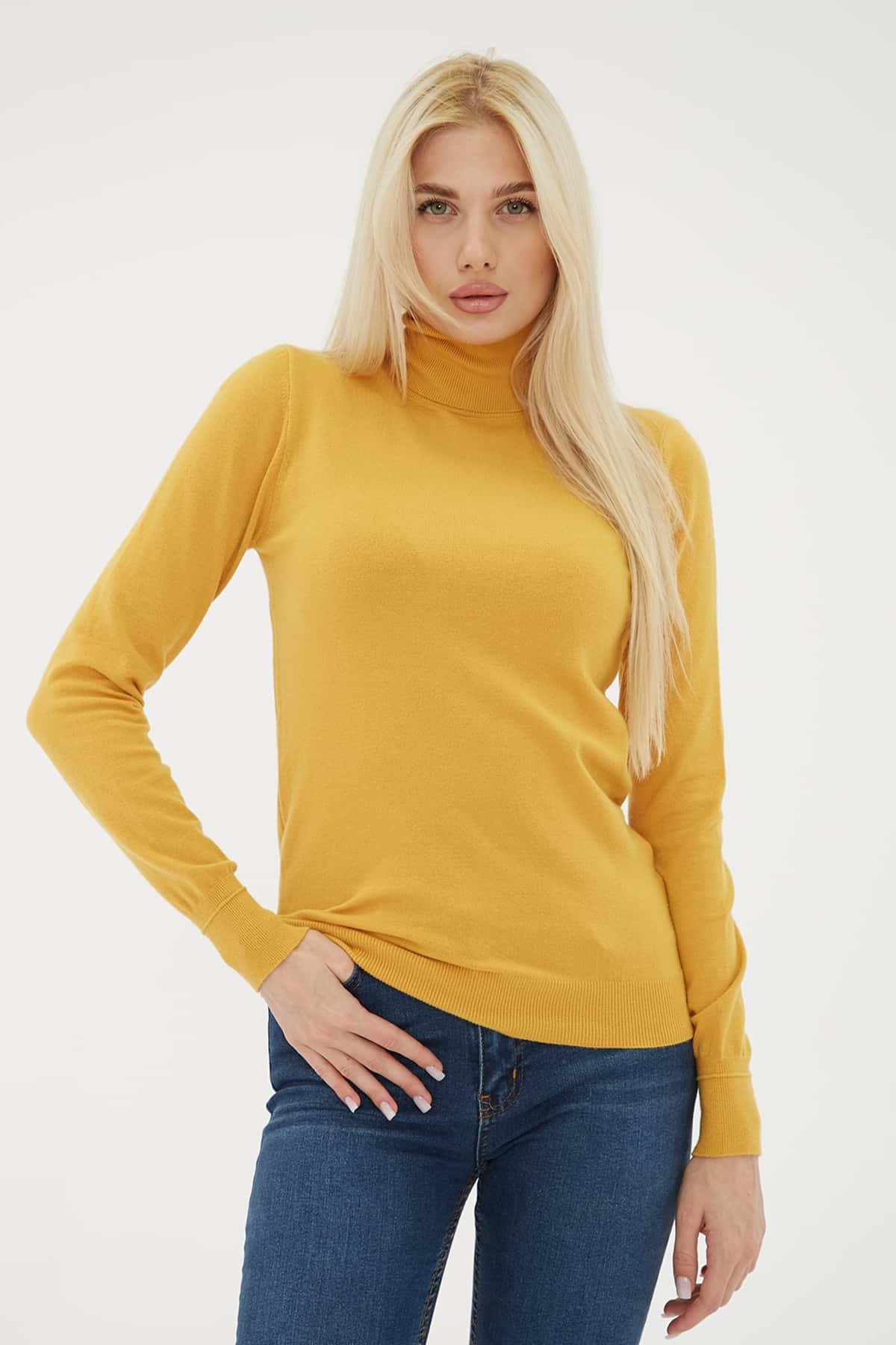 Baıkçı Yaka Kazak Hardal | Fashion Friends