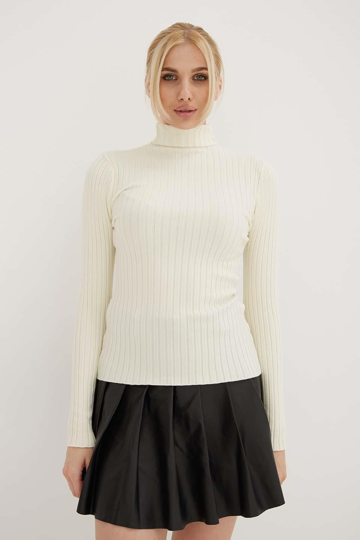 Balıkçı Yaka Bluz Ekru | Fashion Friends