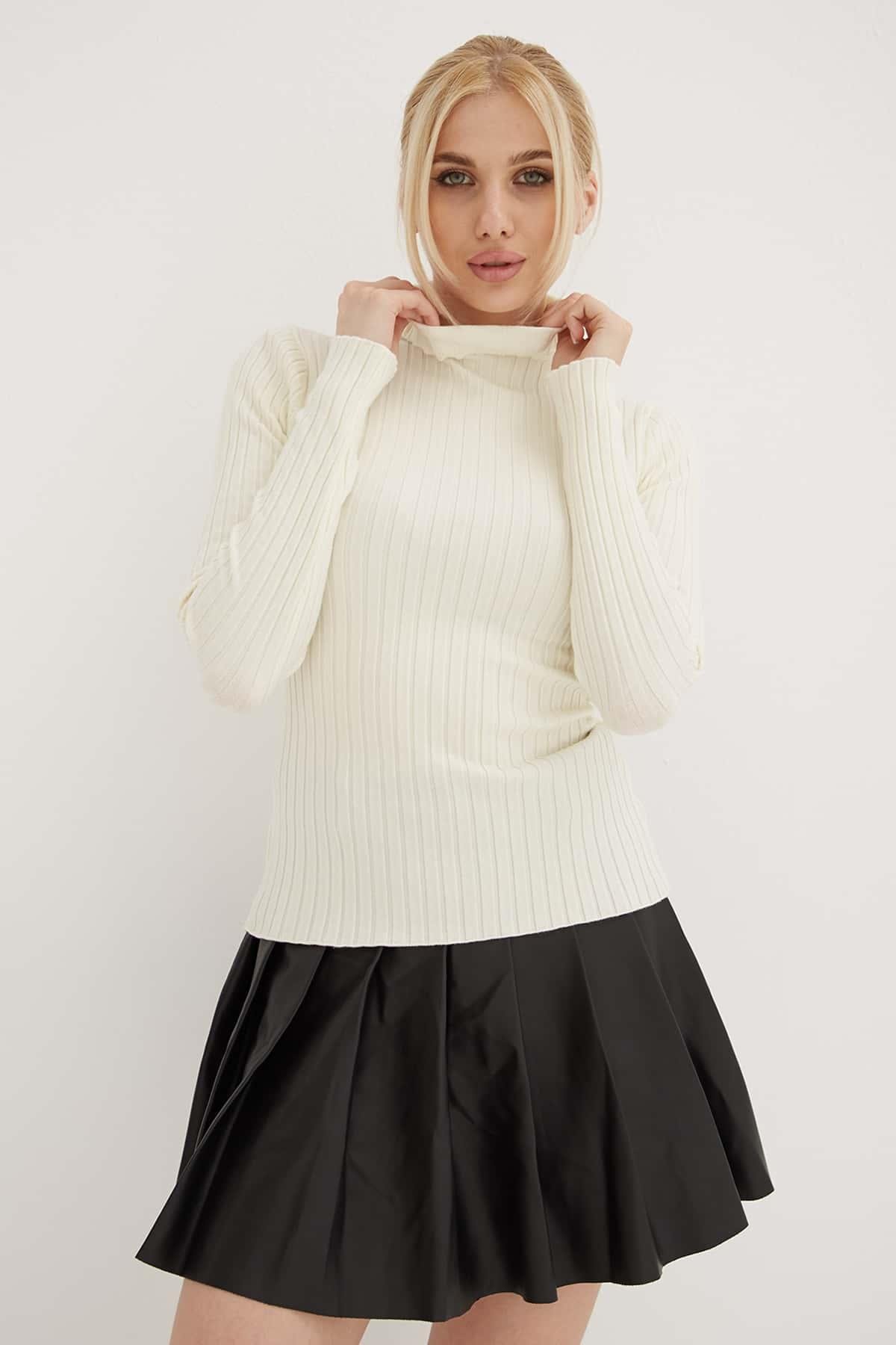 Balıkçı Yaka Bluz Ekru | Fashion Friends