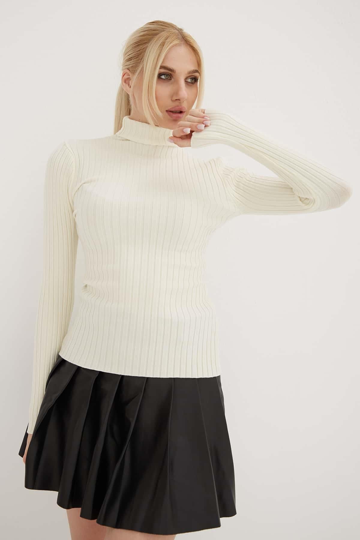 Balıkçı Yaka Bluz Ekru | Fashion Friends