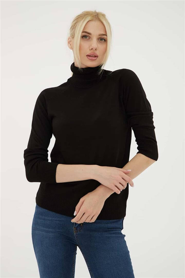 Balıkçı Yaka Kazak Siyah | Fashion Friends