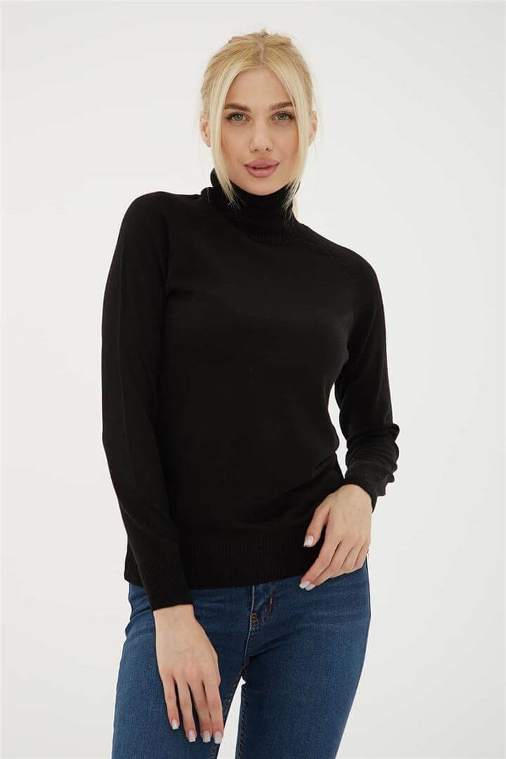 Balıkçı Yaka Kazak Siyah | Fashion Friends
