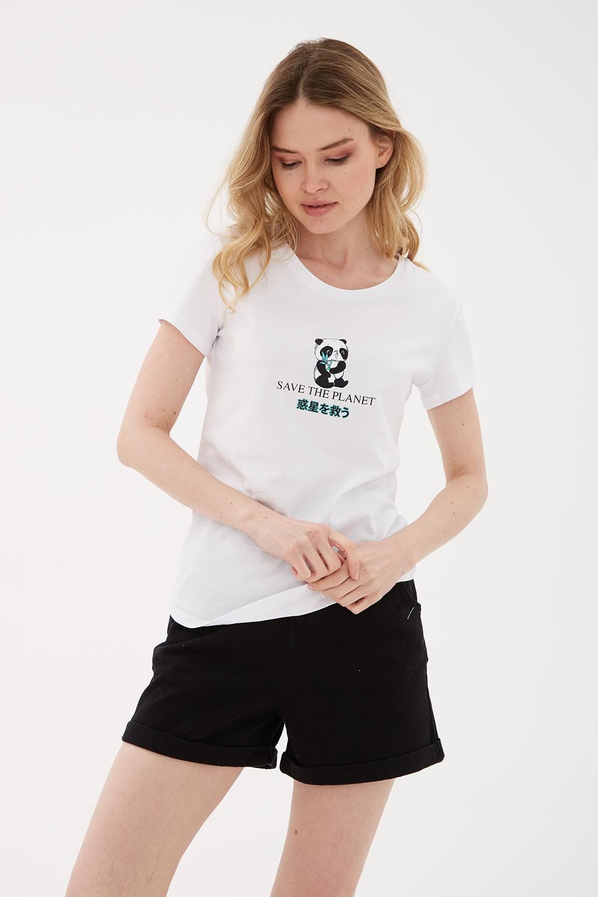 Baskılı T-Shirt Beyaz | Fashionfriends