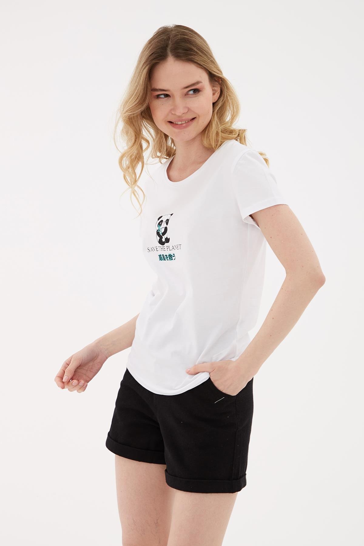 Baskılı T-Shirt Beyaz | Fashionfriends