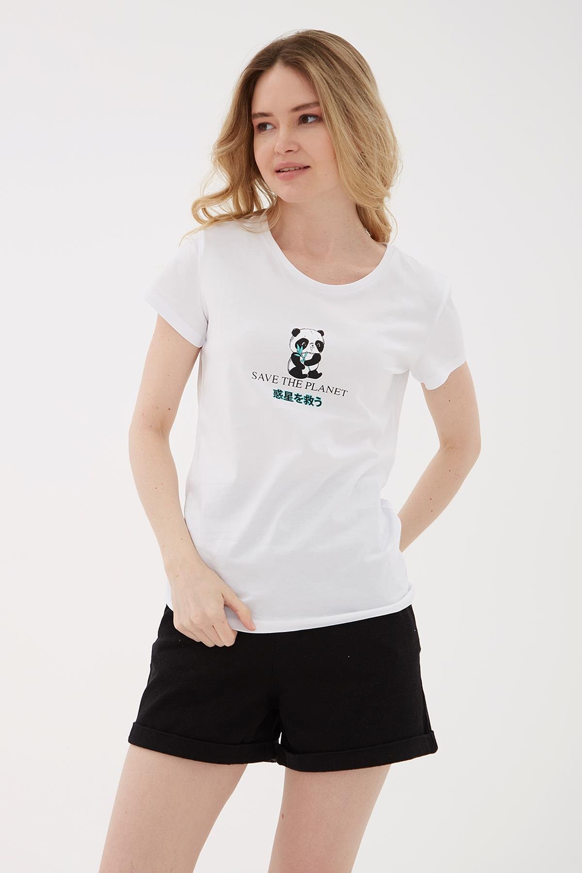 Baskılı T-Shirt Beyaz | Fashionfriends