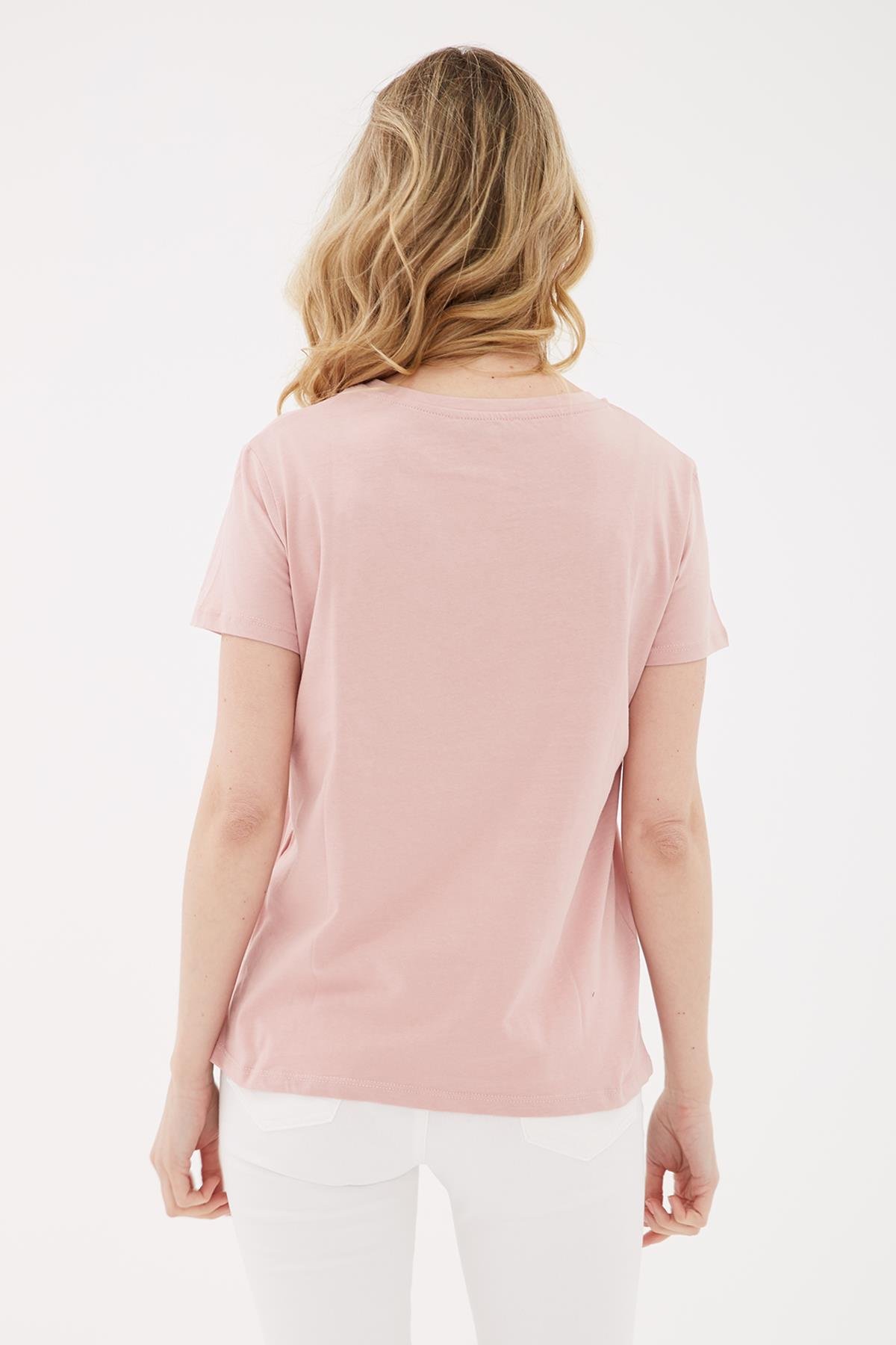 Baskılı T-Shirt Pudra | Fashion Friends