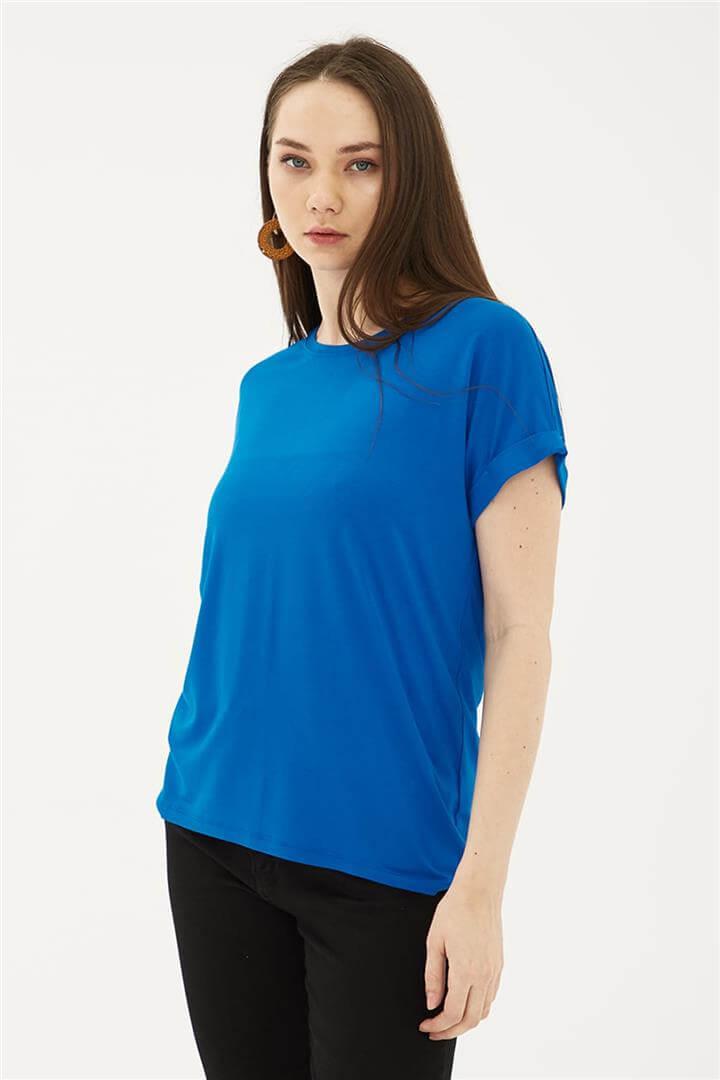 Bisiklet Yaka Bluz Saks | Fashion Friends