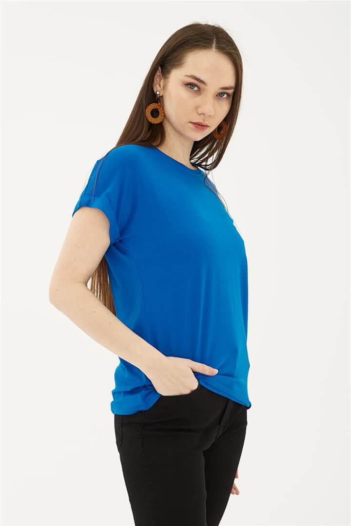 Bisiklet Yaka Bluz Saks | Fashion Friends