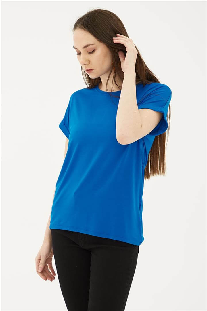 Bisiklet Yaka Bluz Saks | Fashion Friends