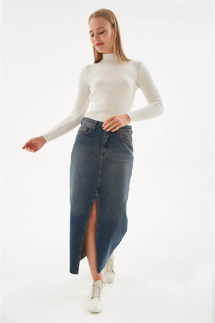 Denim Midi Etek K.Mavi | Fashion Friends