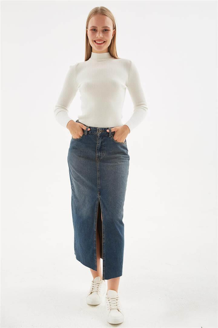 Denim Midi Etek K.Mavi | Fashion Friends