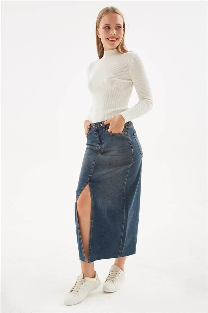Denim Midi Etek K.Mavi | Fashion Friends