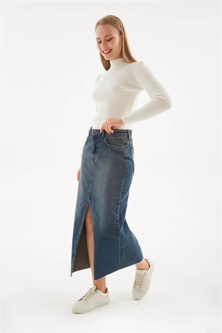 Denim Midi Etek K.Mavi | Fashion Friends