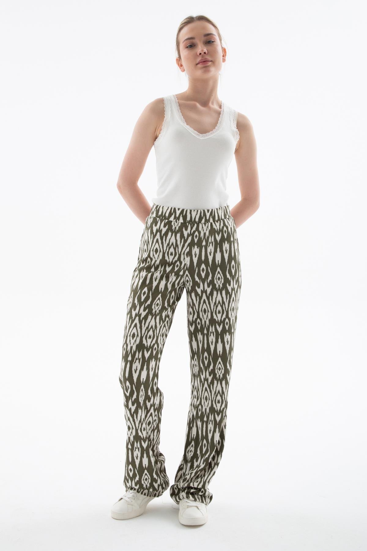 Desenli Pantolon Yeşil | Fashion Friends