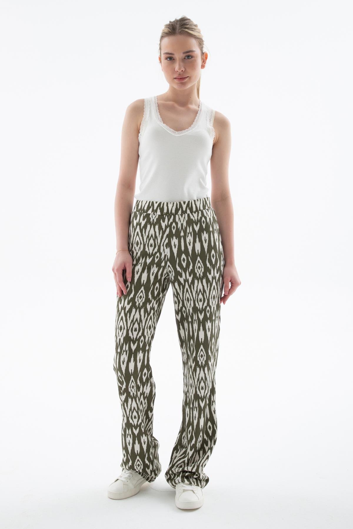 Desenli Pantolon Yeşil | Fashion Friends