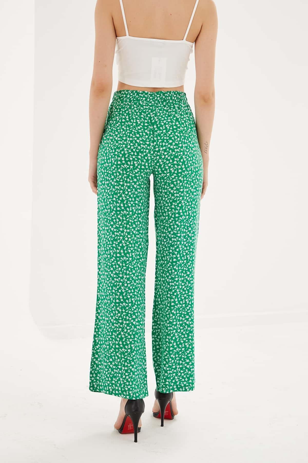 Desenli Pantolon Yeşil / Green | Fashion Friends