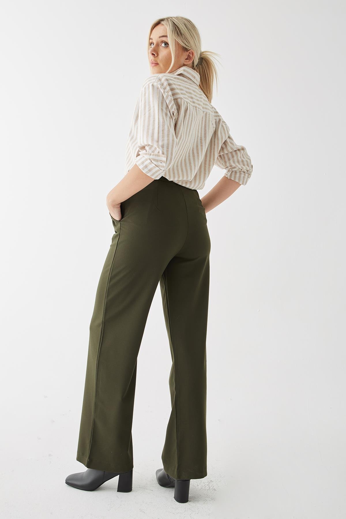 Geniş Paça Pantolon Haki | Fashion Friends