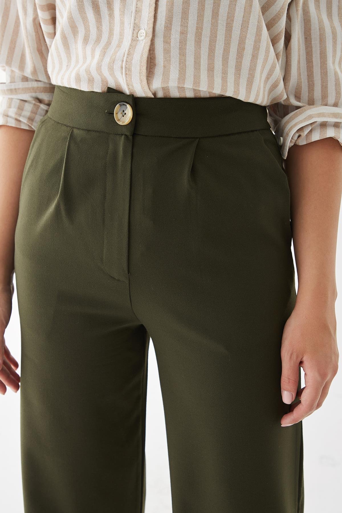 Geniş Paça Pantolon Haki | Fashion Friends