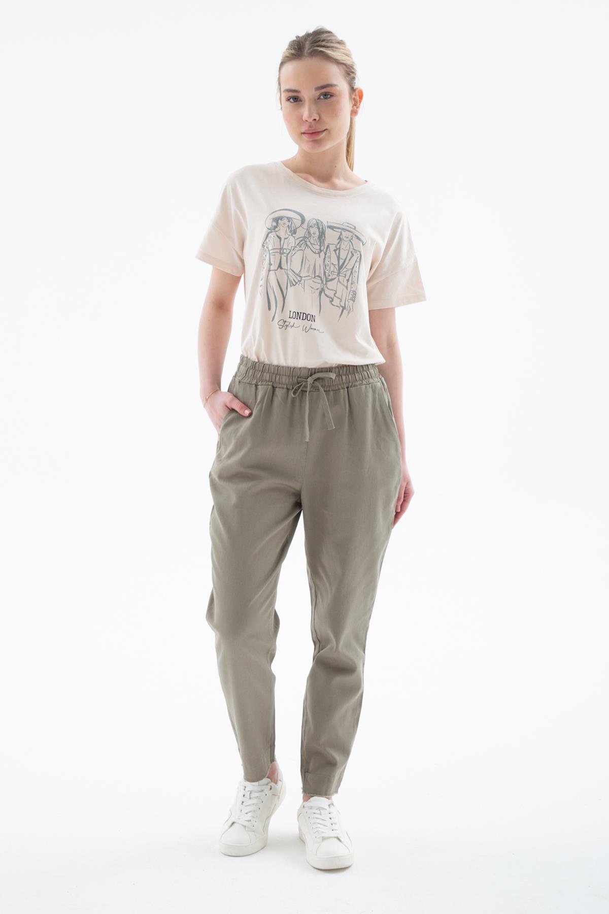 Rahat Paçası Püsküllü Pantolon Haki | Fashion Friends
